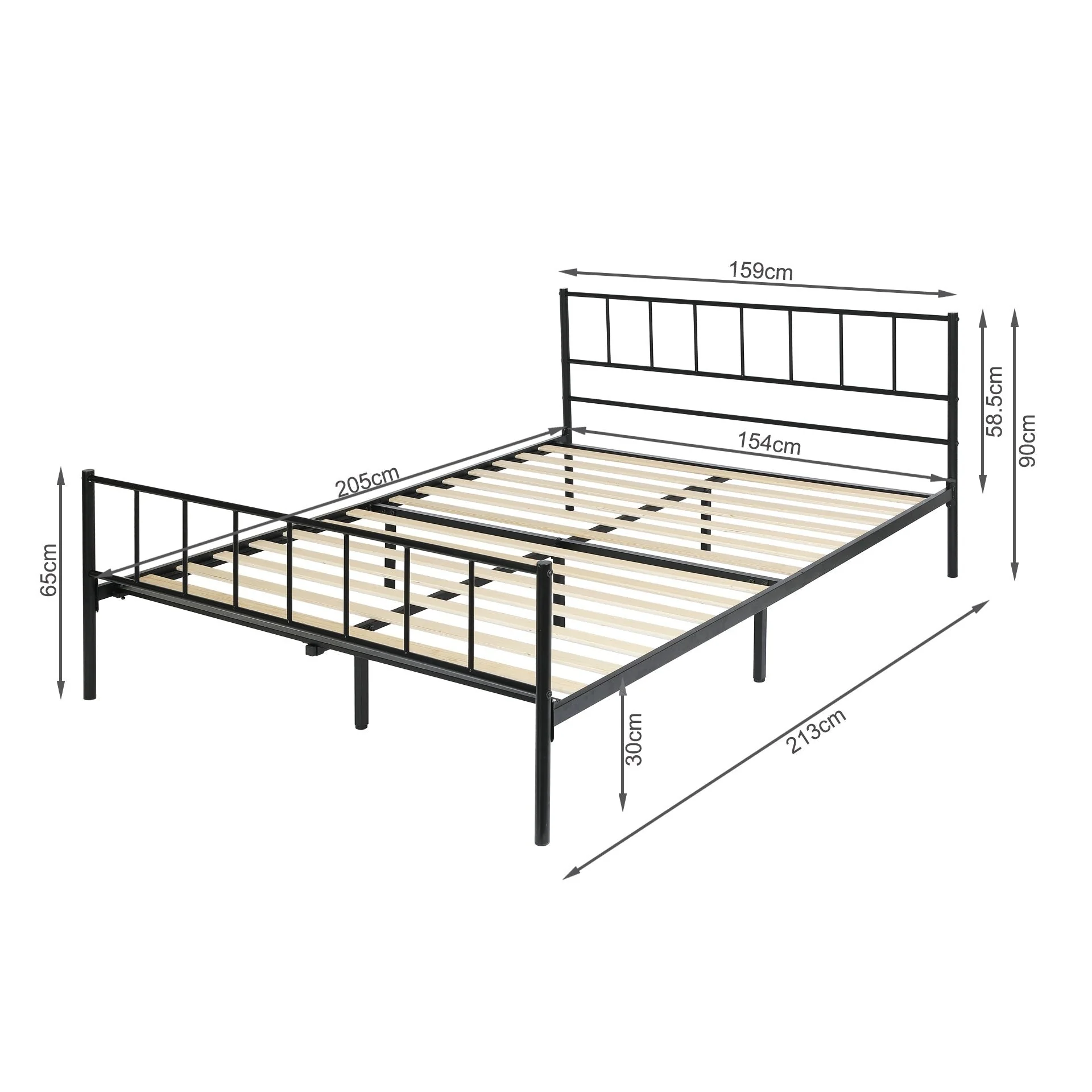 Keira Queen Metal Bed Frame - Black - Image 11