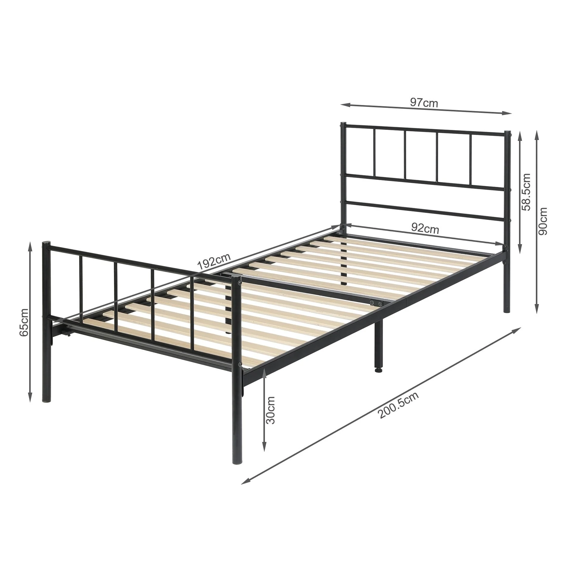 Keira Single Metal Bed Frame - Black - Image 11