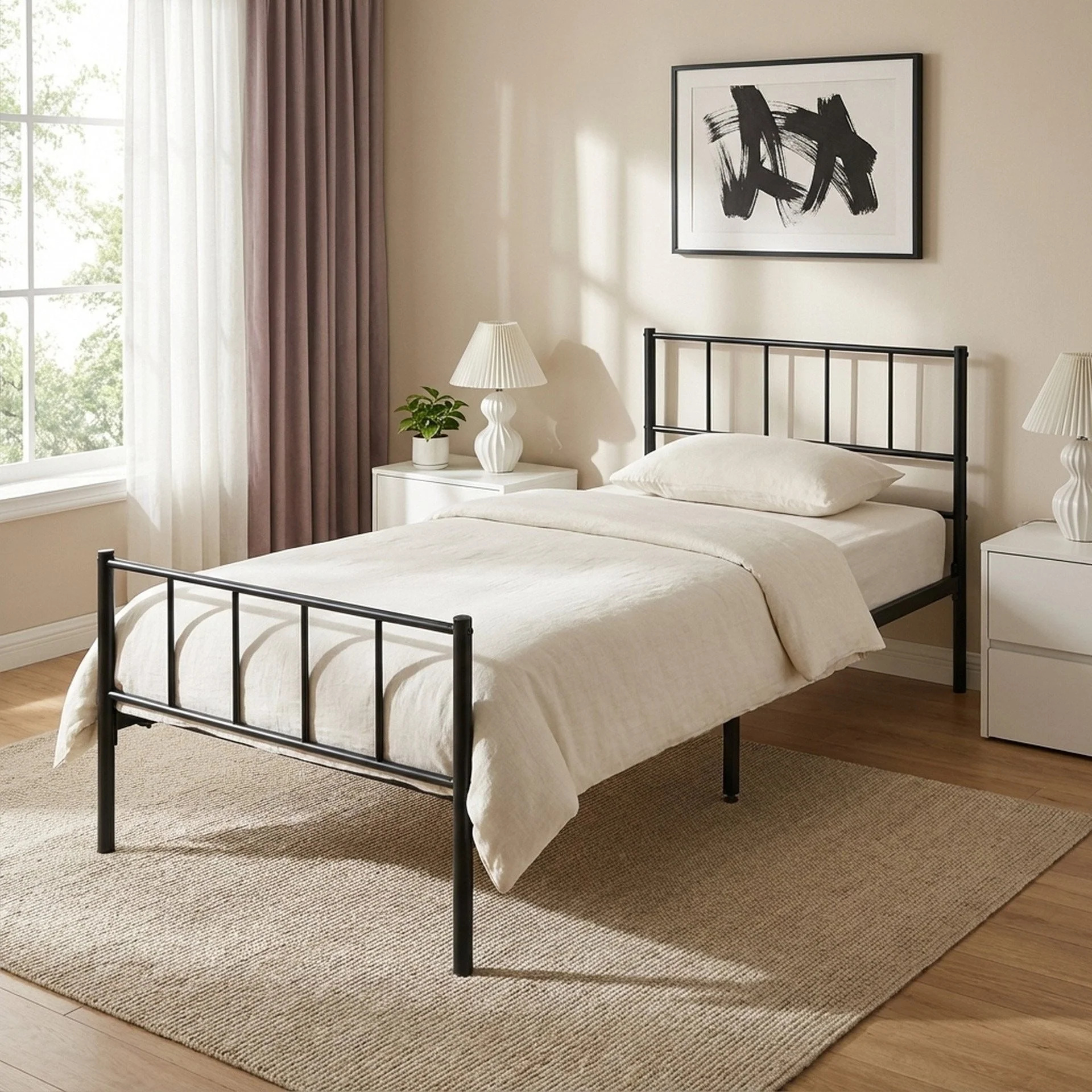 Keira Single Metal Bed Frame - Black - Image 4
