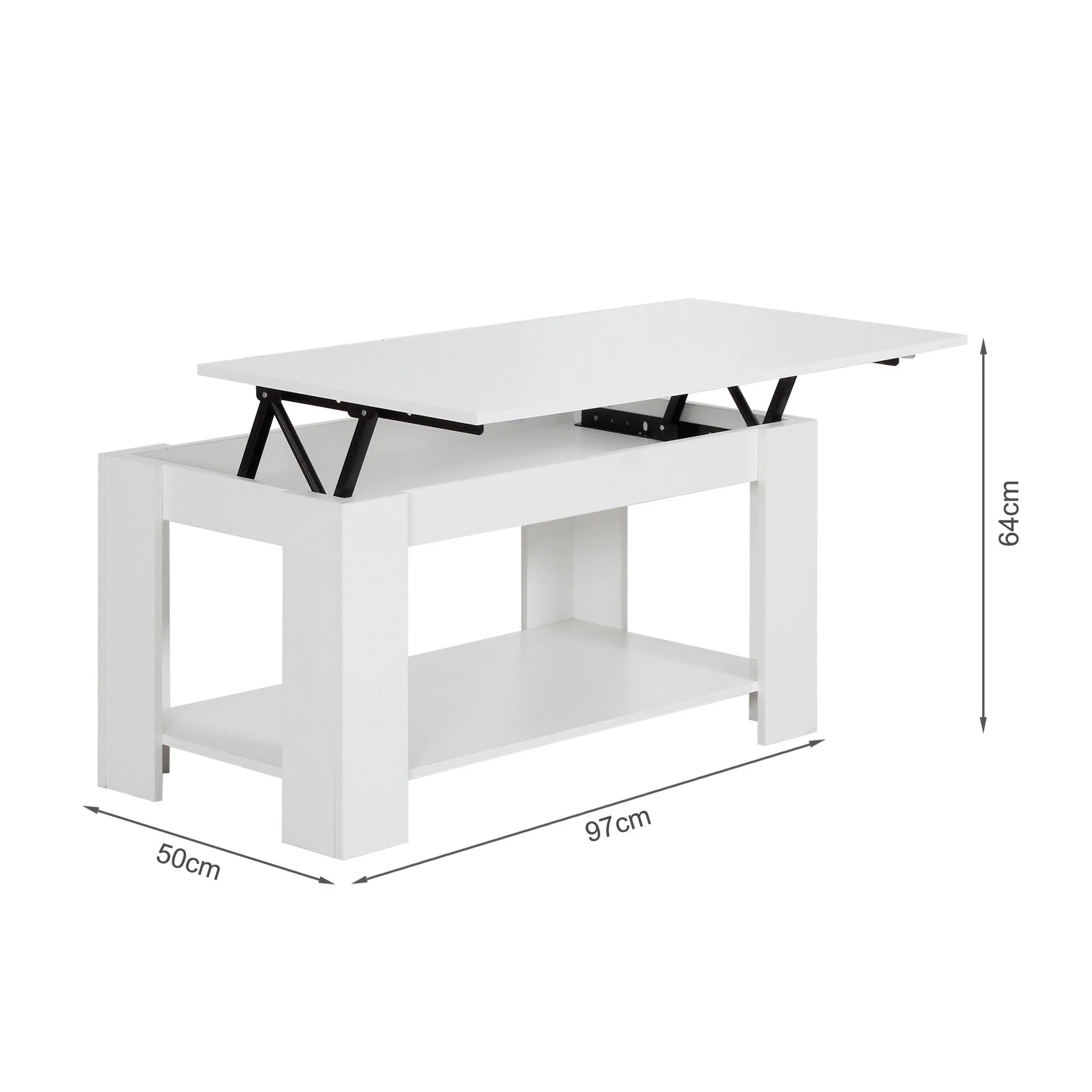 Kendall Lift Top Coffee Table - White - Image 14