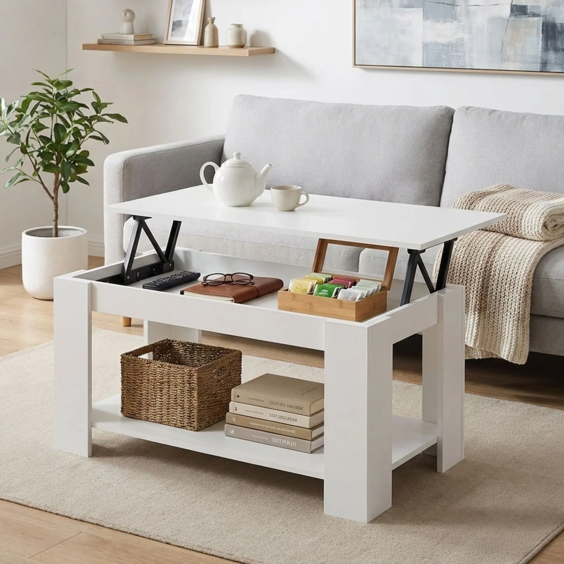 Kendall Lift Top Coffee Table - White - Image 2
