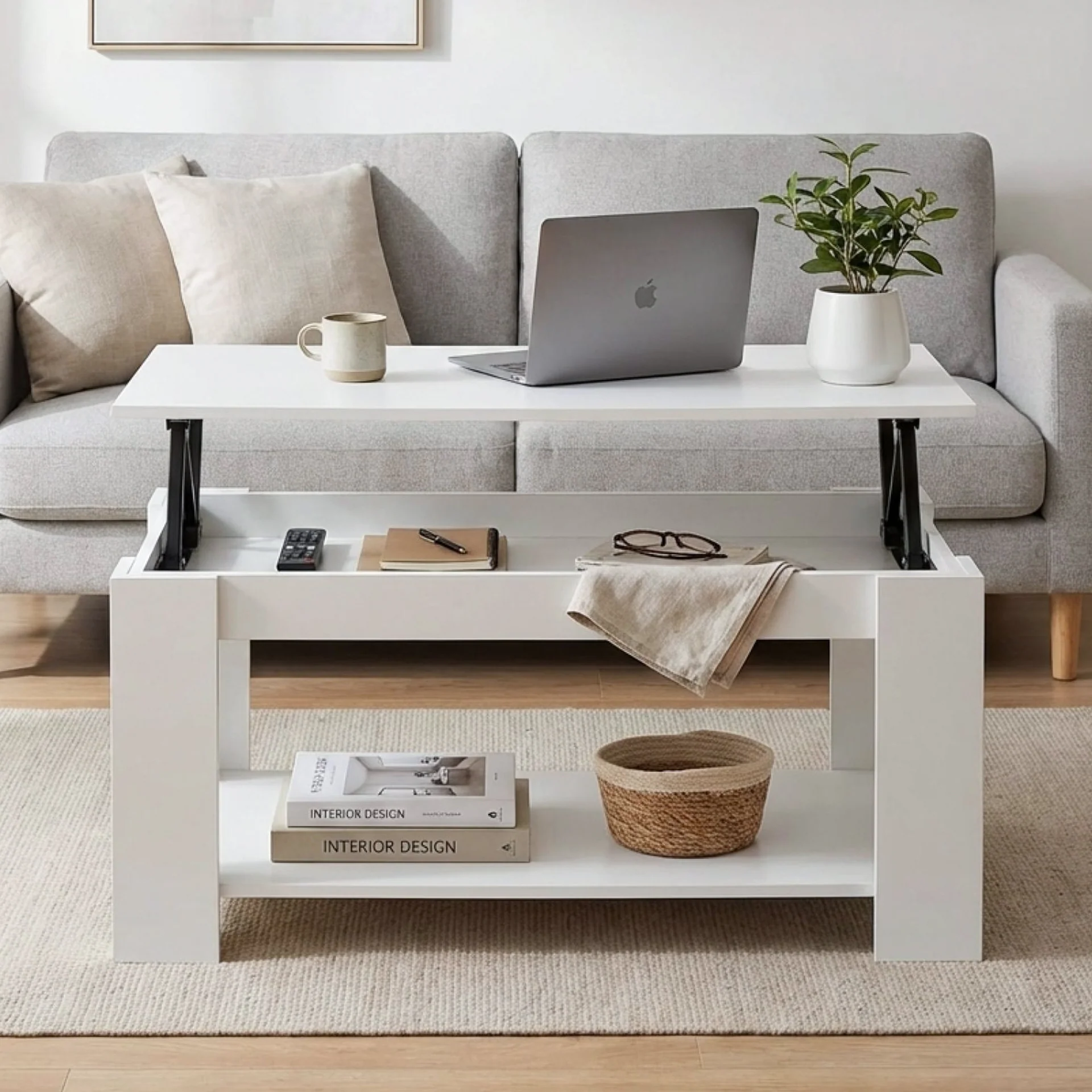 Kendall Lift Top Coffee Table - White - Image 4