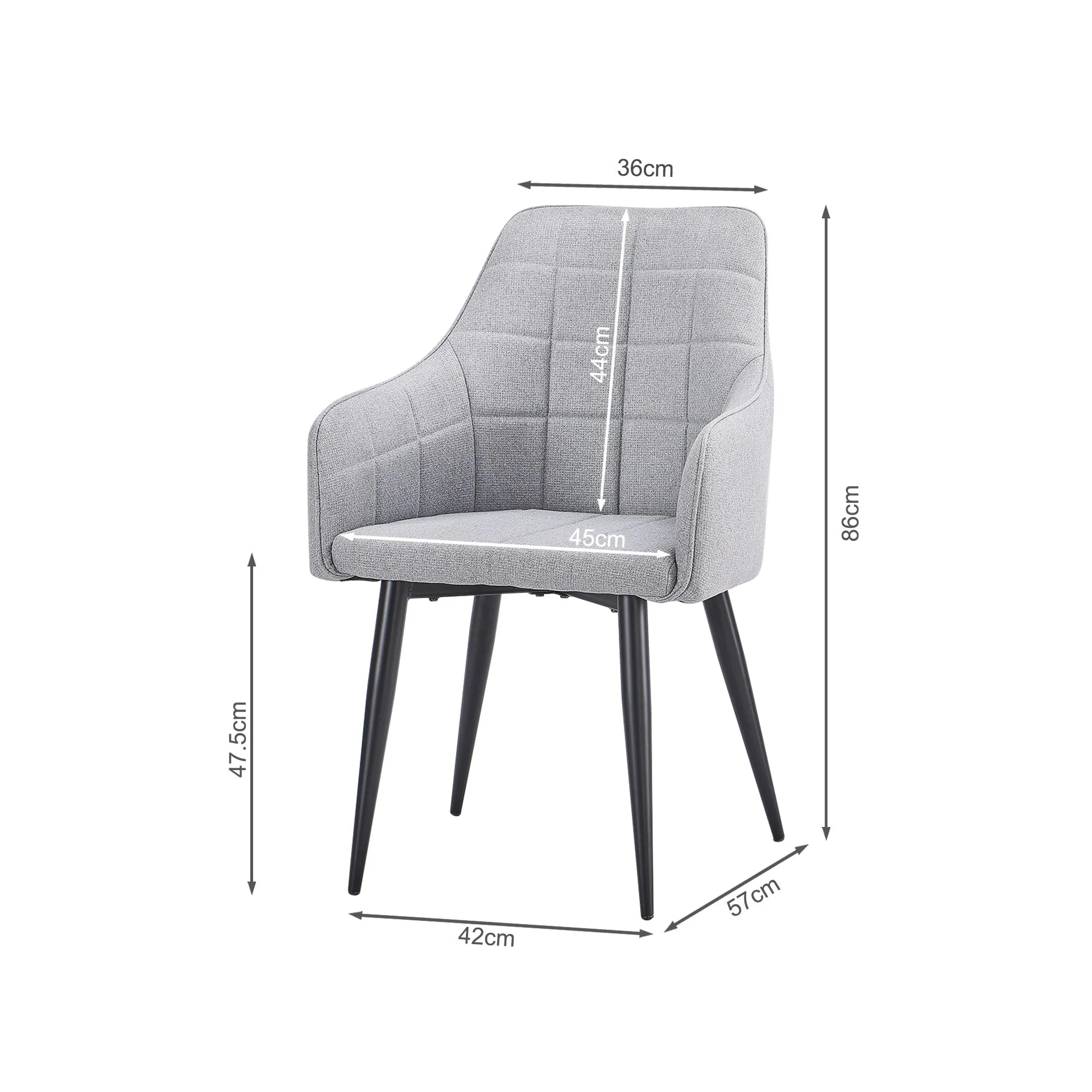 Kendra Dining Chair - Set of 2 - Light Grey + Black - Image 10