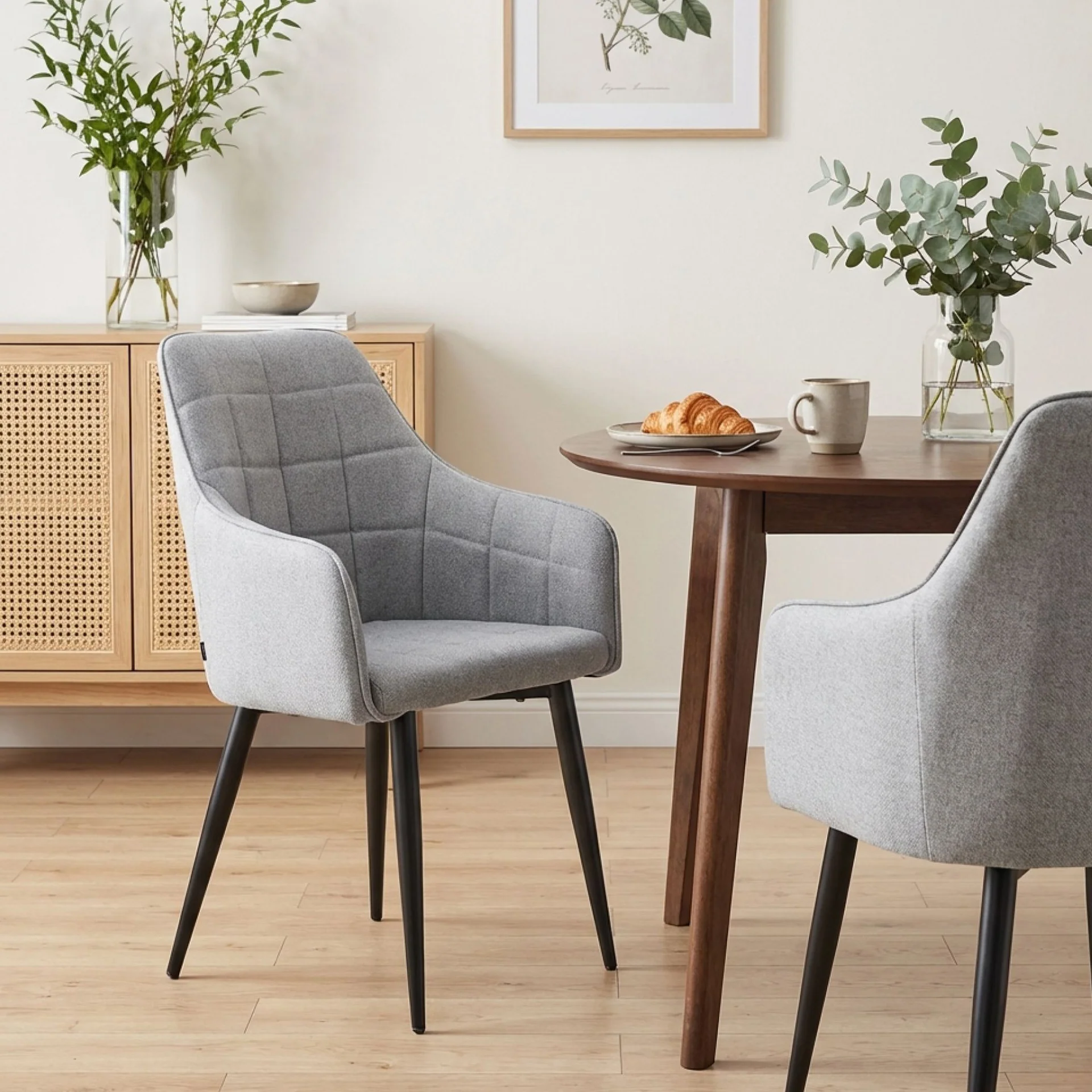 Kendra Dining Chair - Set of 2 - Light Grey + Black - Image 4