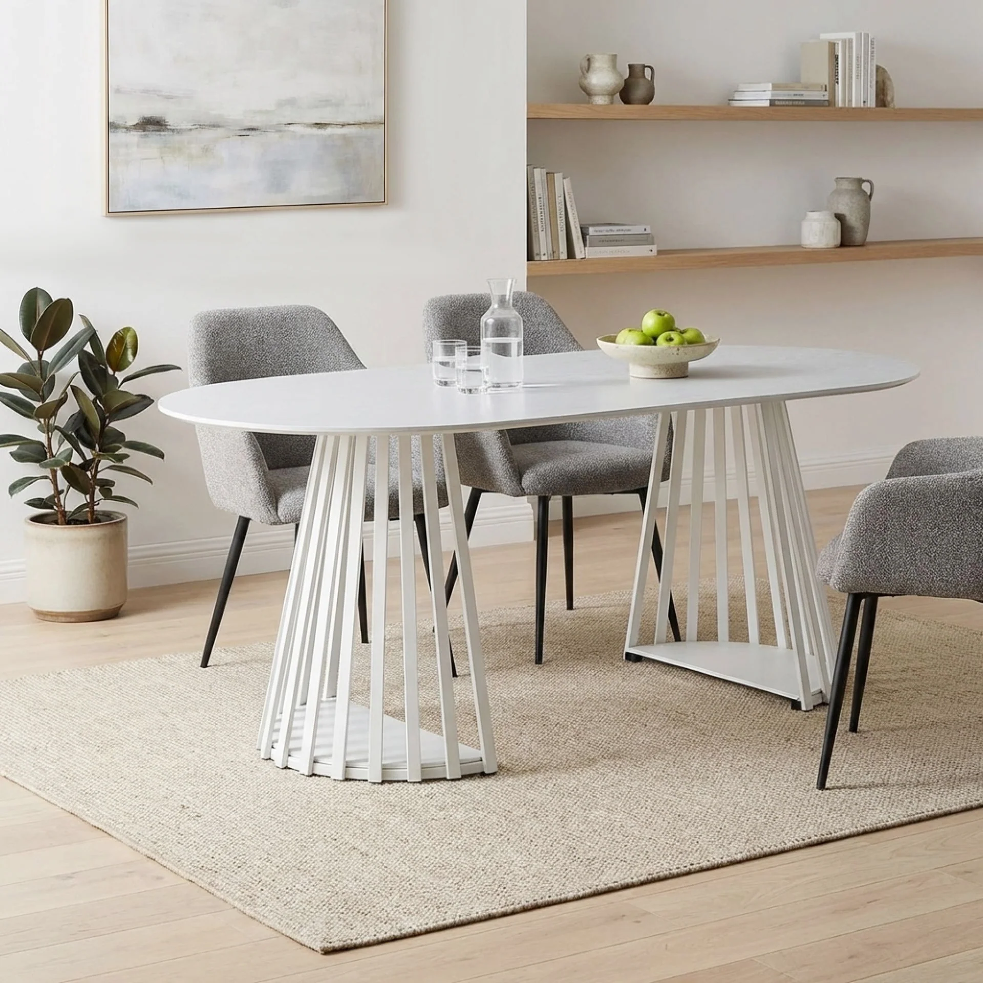 Kieran Oval Dining Table 180 x 90cm - White - Image 2