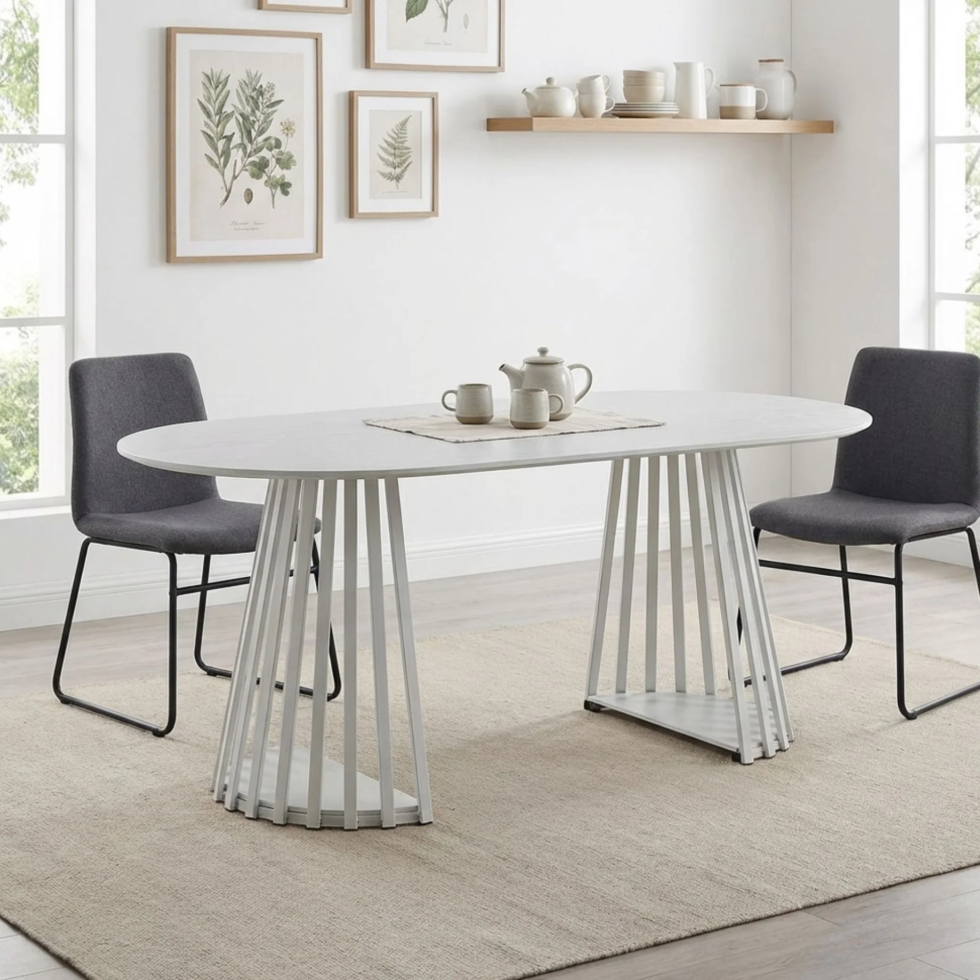Kieran Oval Dining Table 180 x 90cm - White - Image 3