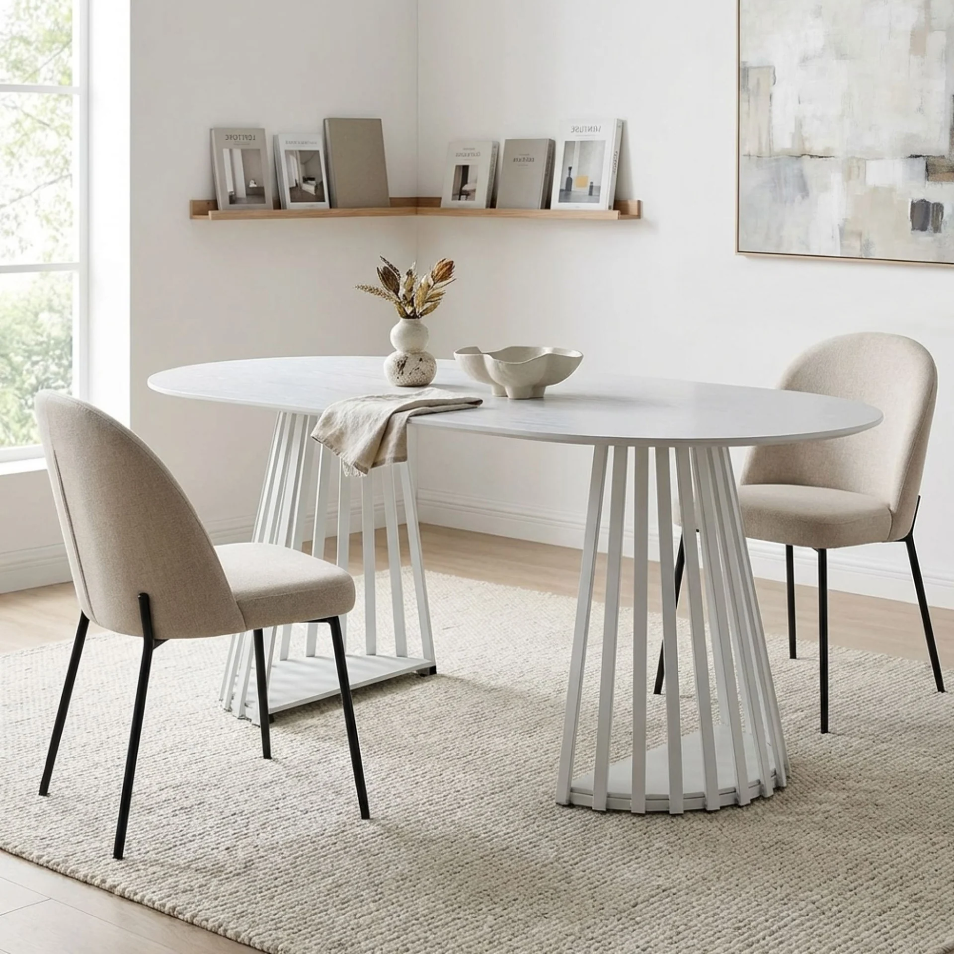 Kieran Oval Dining Table 180 x 90cm - White - Image 4