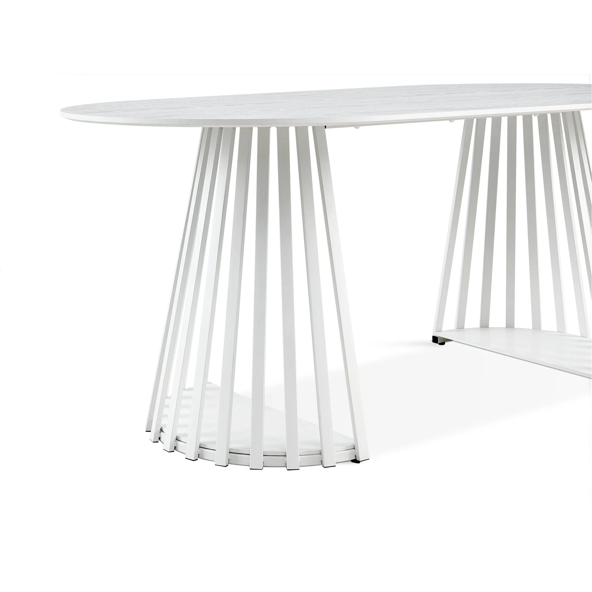 Kieran Oval Dining Table 180 x 90cm - White - Image 9