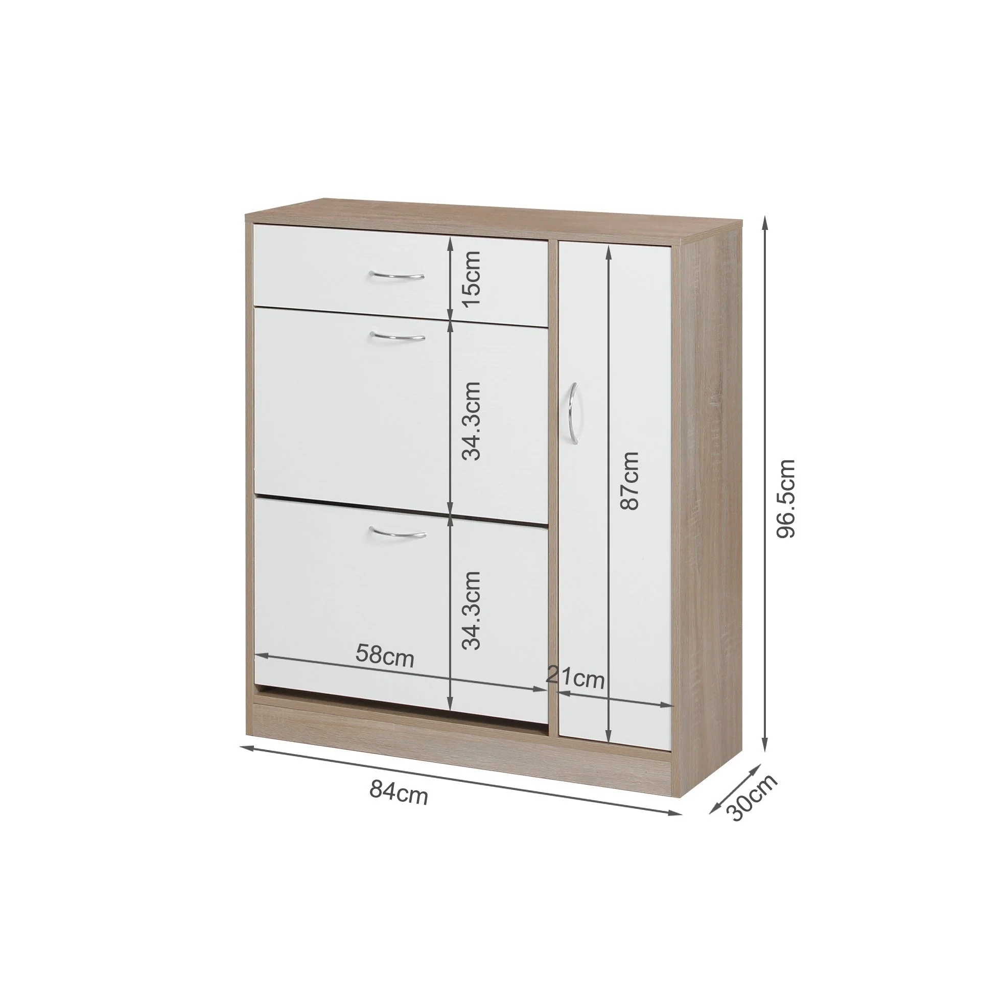 Kihona 3 Drawer Shoe Cabinet Storage Rack - Oak - Image 14