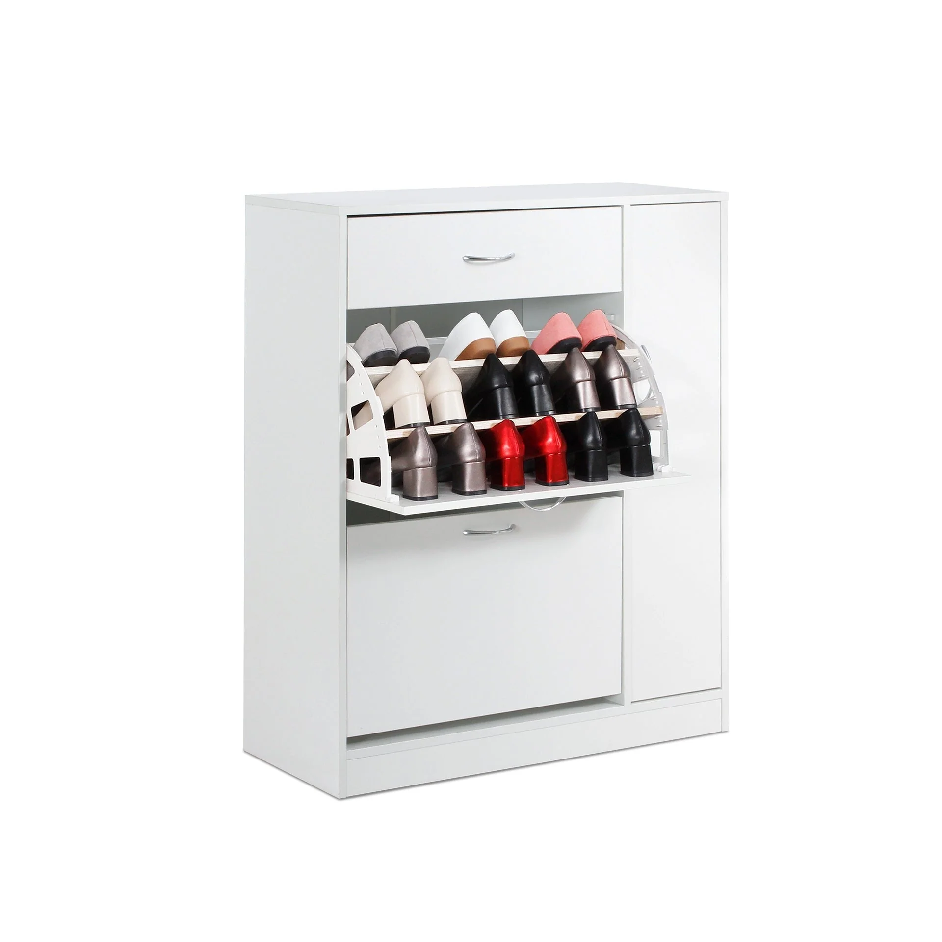 Kihona 3 Drawer Shoe Cabinet Storage Rack - White - Image 6