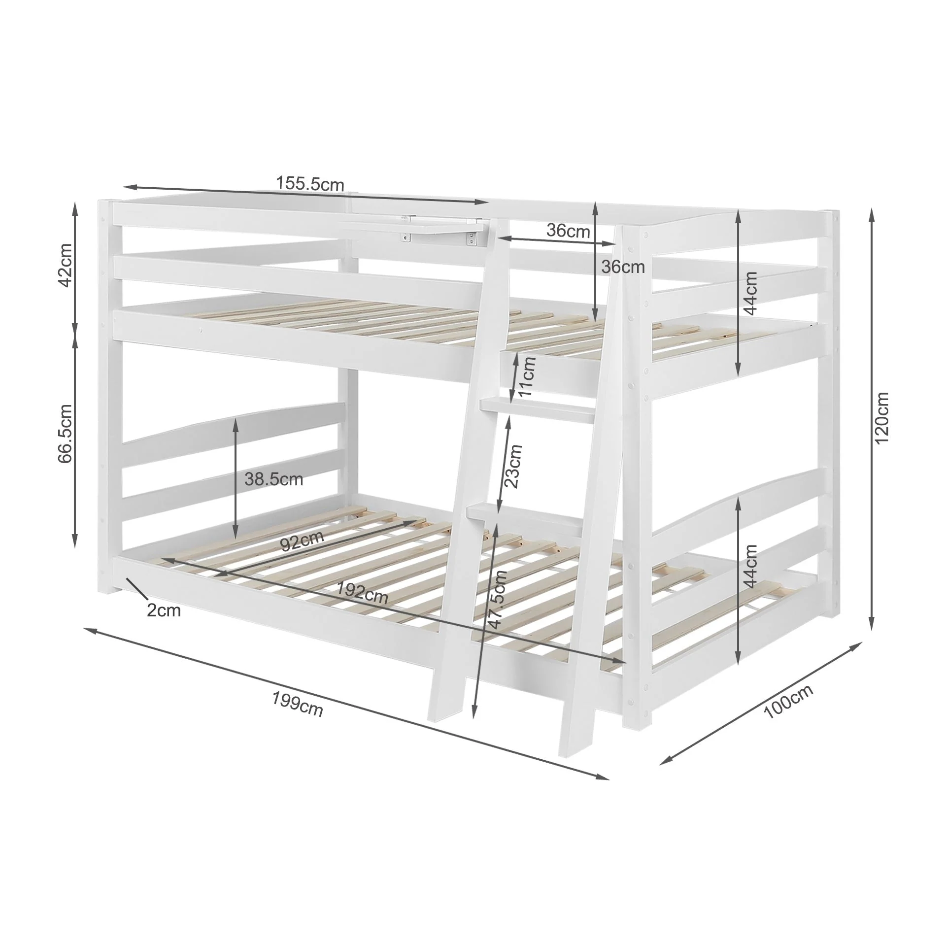 Kinga Single Wooden Bunk Bed Frame - White - Image 13