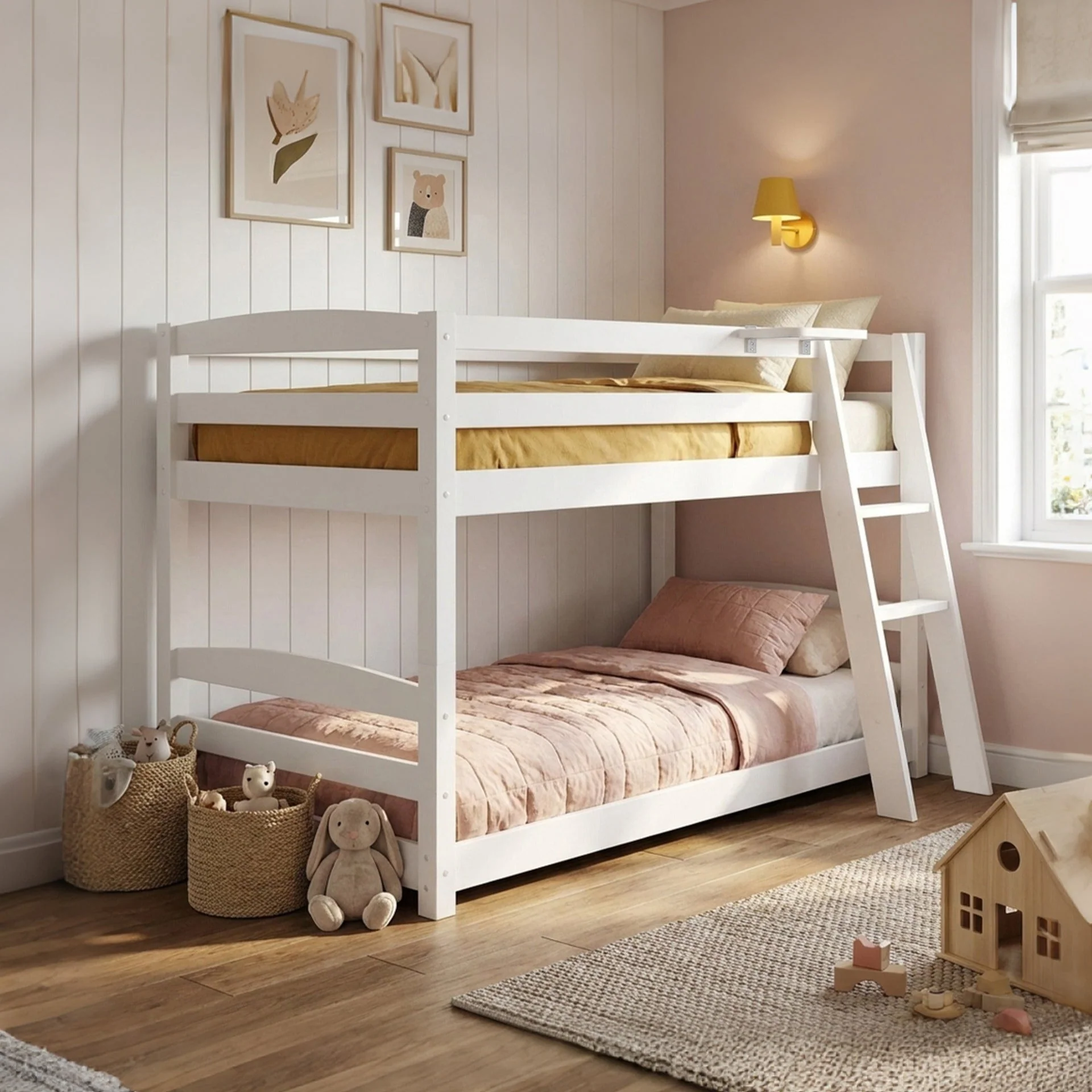 Kinga Single Wooden Bunk Bed Frame - White - Image 3