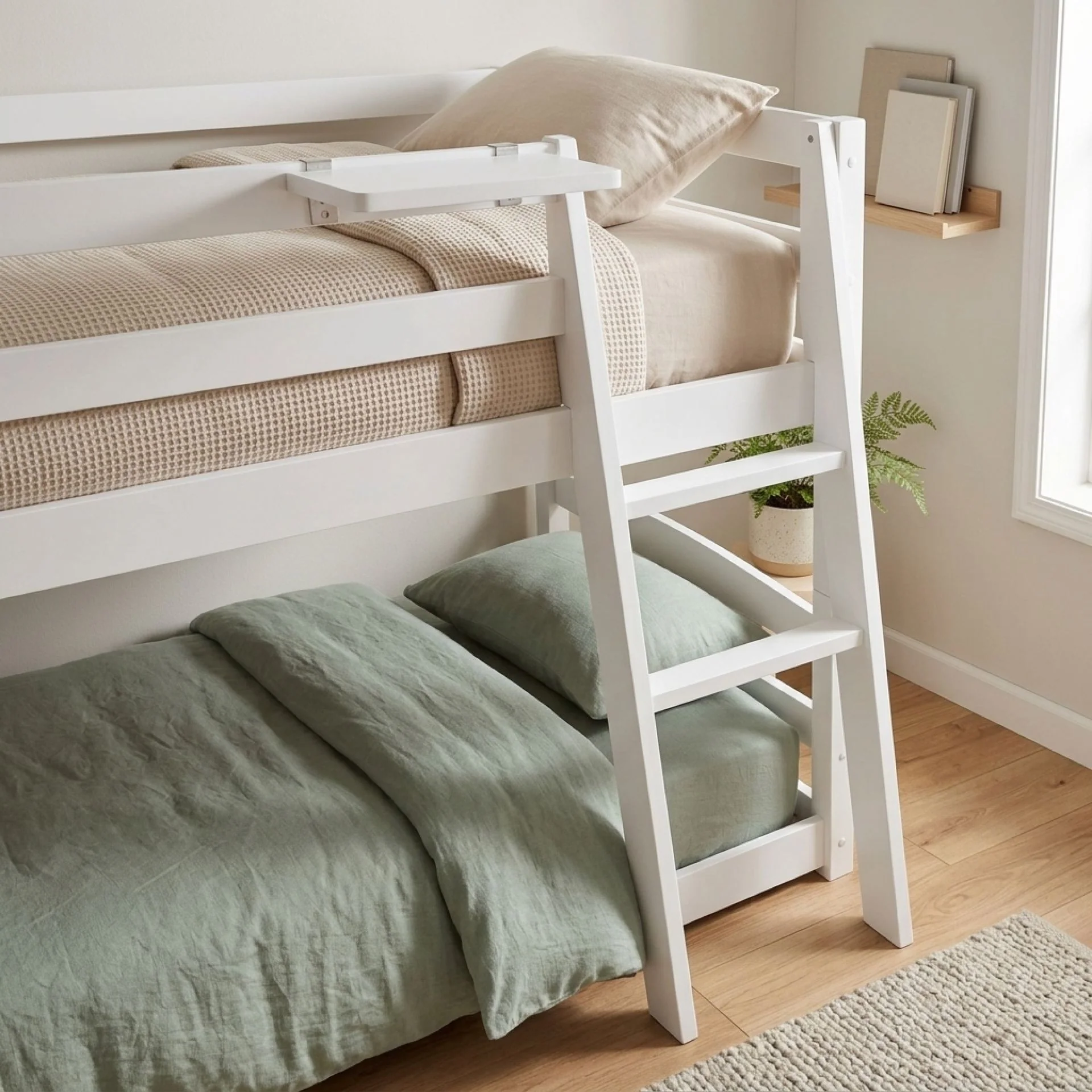 Kinga Single Wooden Bunk Bed Frame - White - Image 6