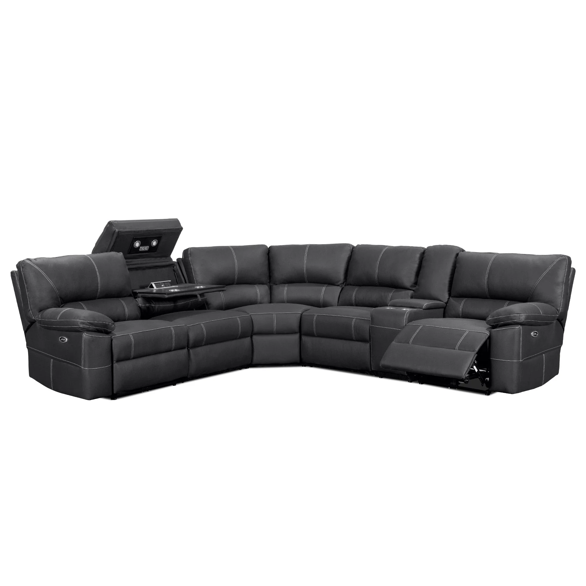 Kingston Electric Recliner Corner Sofa - Black - Image 10
