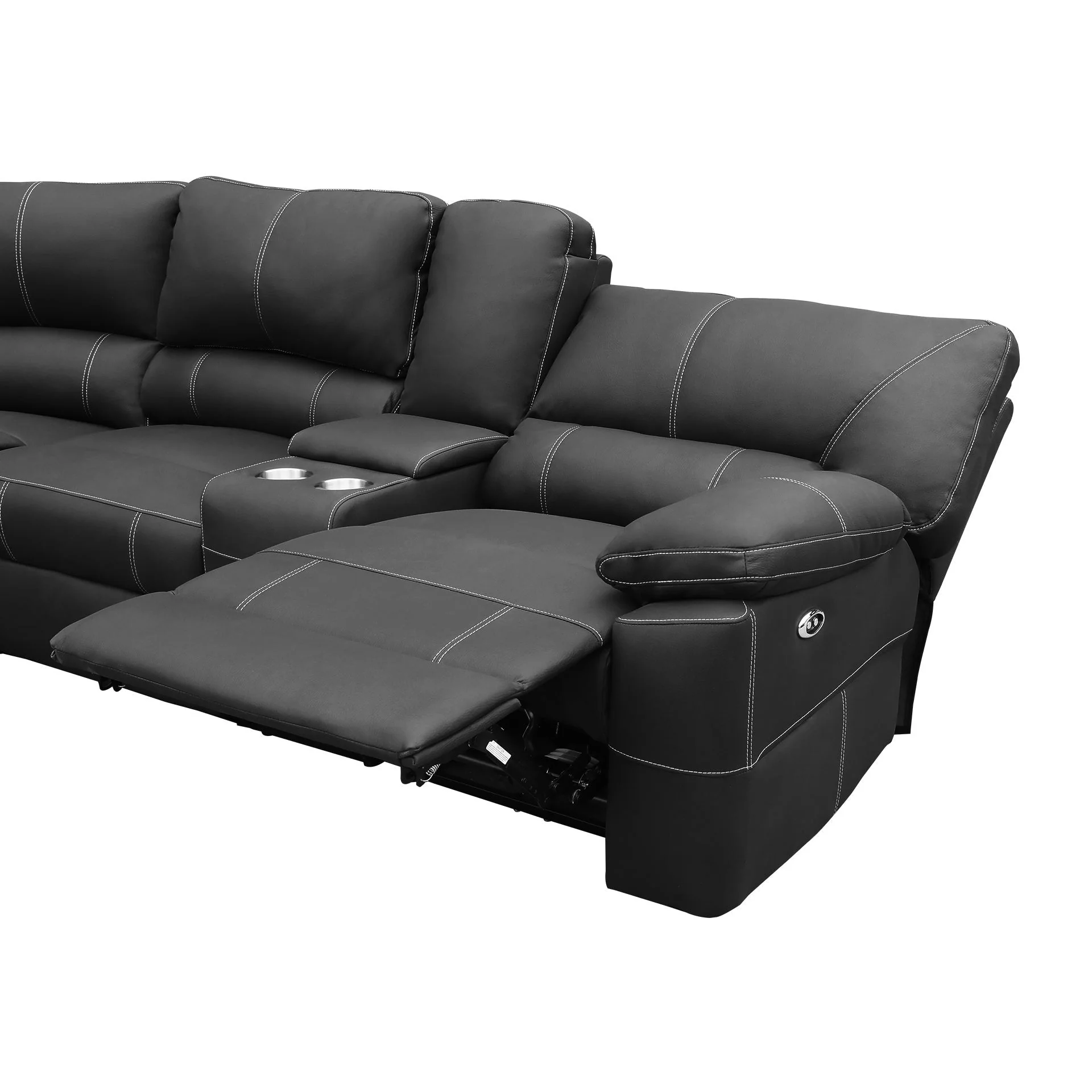 Kingston Electric Recliner Corner Sofa - Black - Image 12