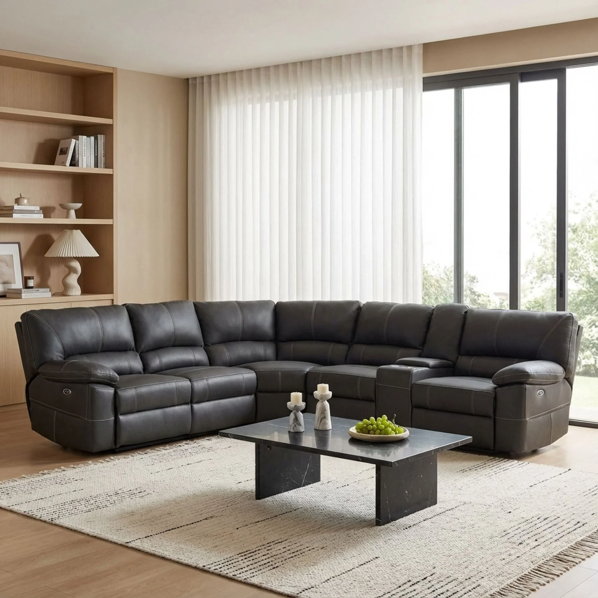 Kingston Electric Recliner Corner Sofa - Black - Image 3