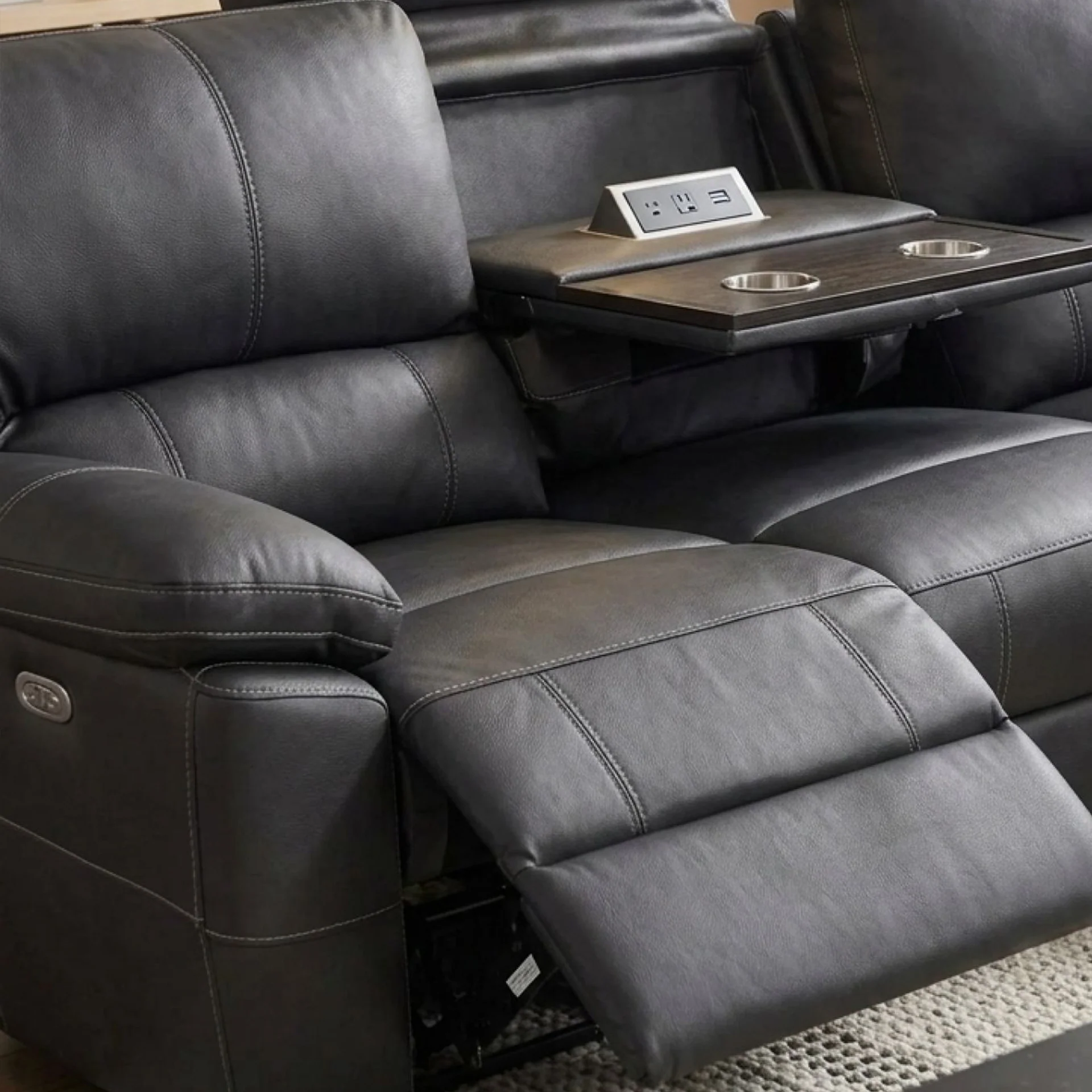Kingston Electric Recliner Corner Sofa - Black - Image 6