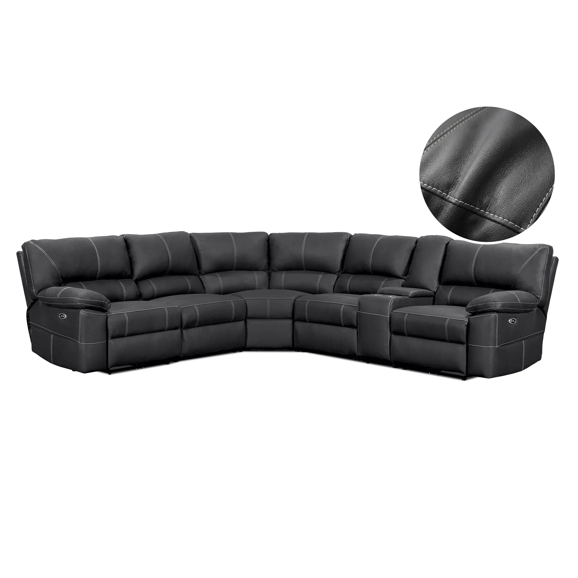 Kingston Electric Recliner Corner Sofa - Black - Image 7