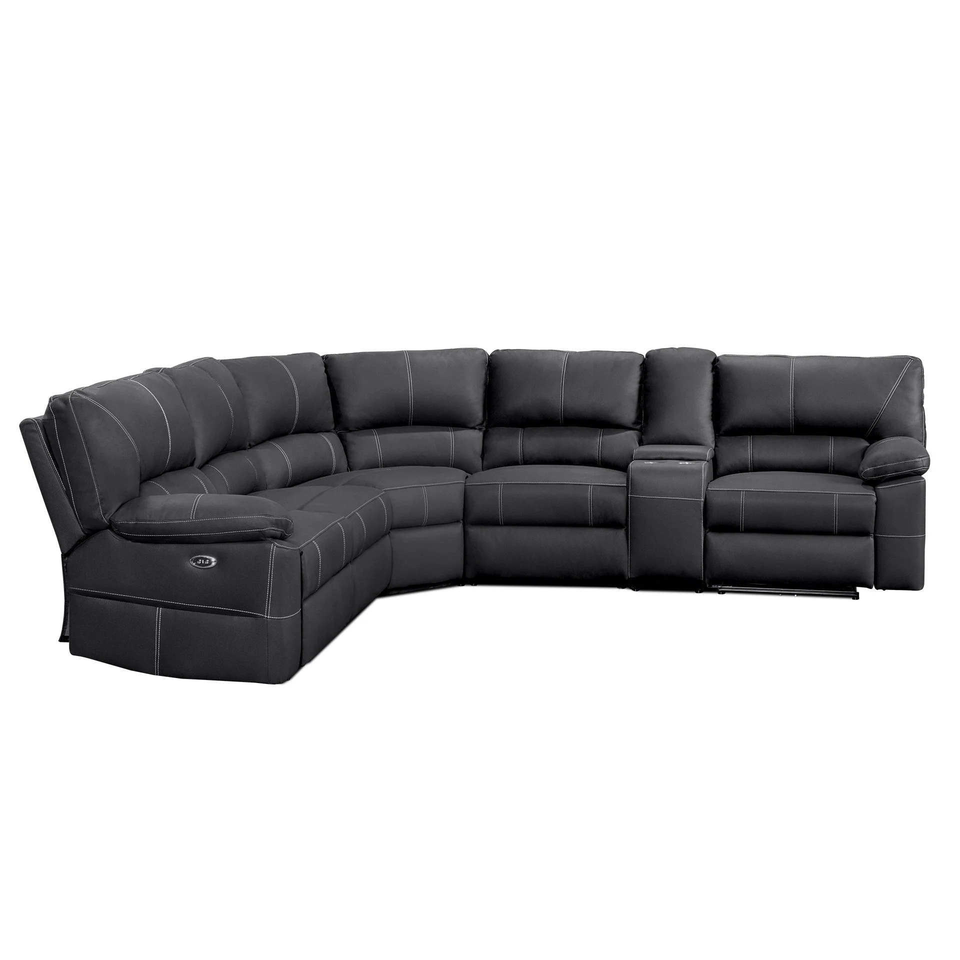 Kingston Electric Recliner Corner Sofa - Black - Image 8
