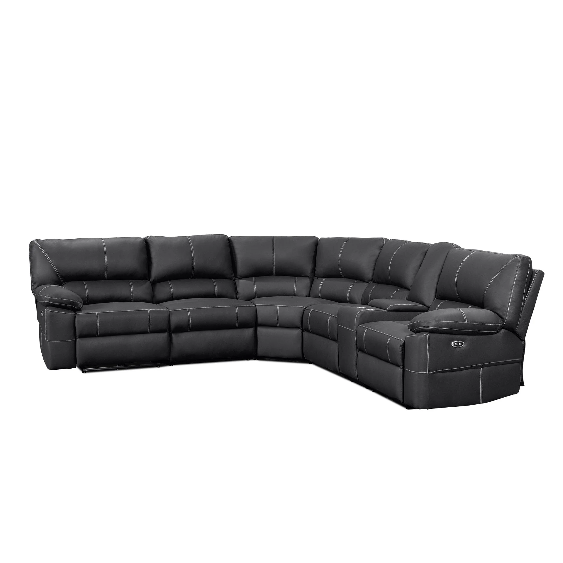 Kingston Electric Recliner Corner Sofa - Black - Image 9