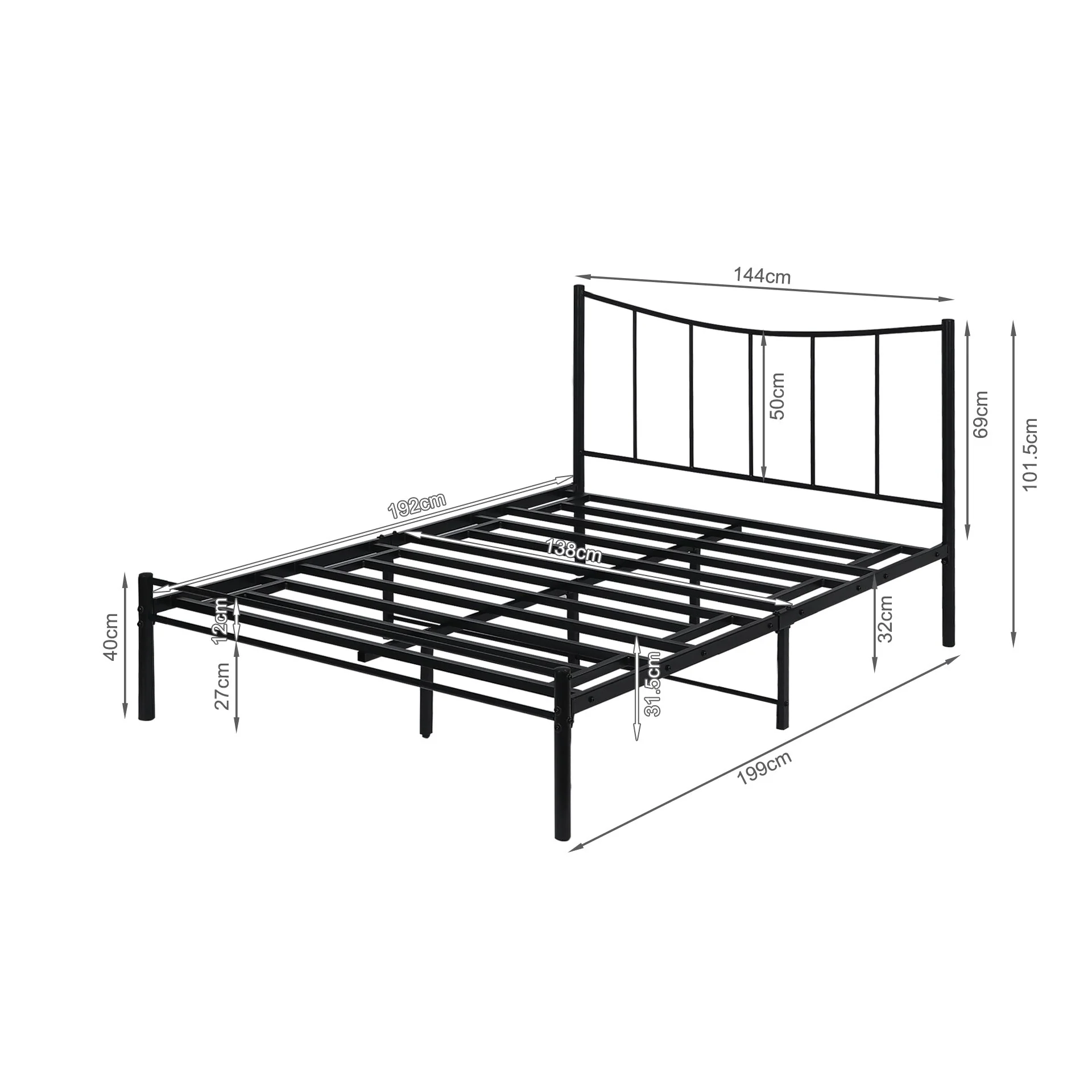 Kinsley Double Metal Bed Frame - Black - Image 9