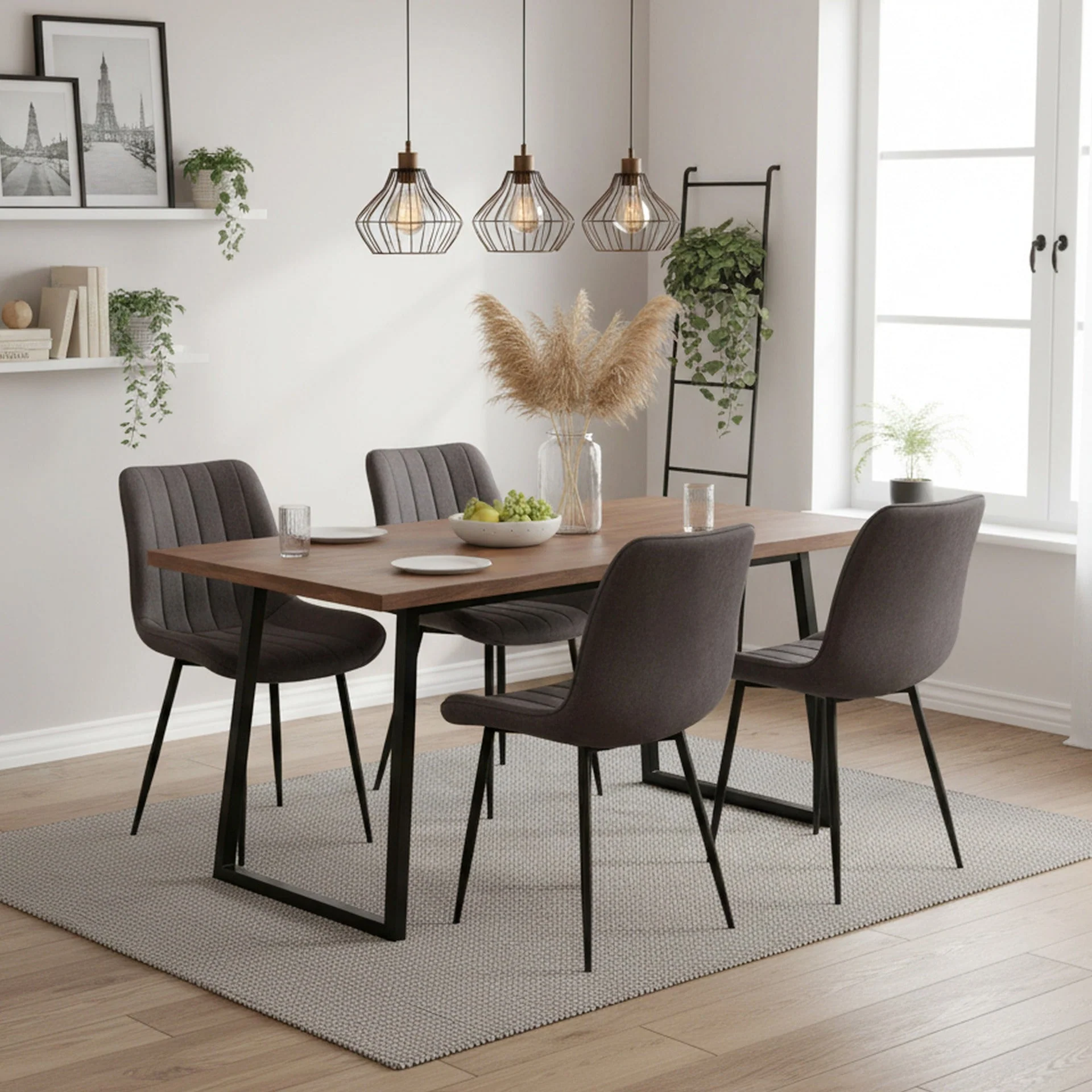 Kivo Linen Dining Chair - Set of 4 - Dark Grey - Image 3