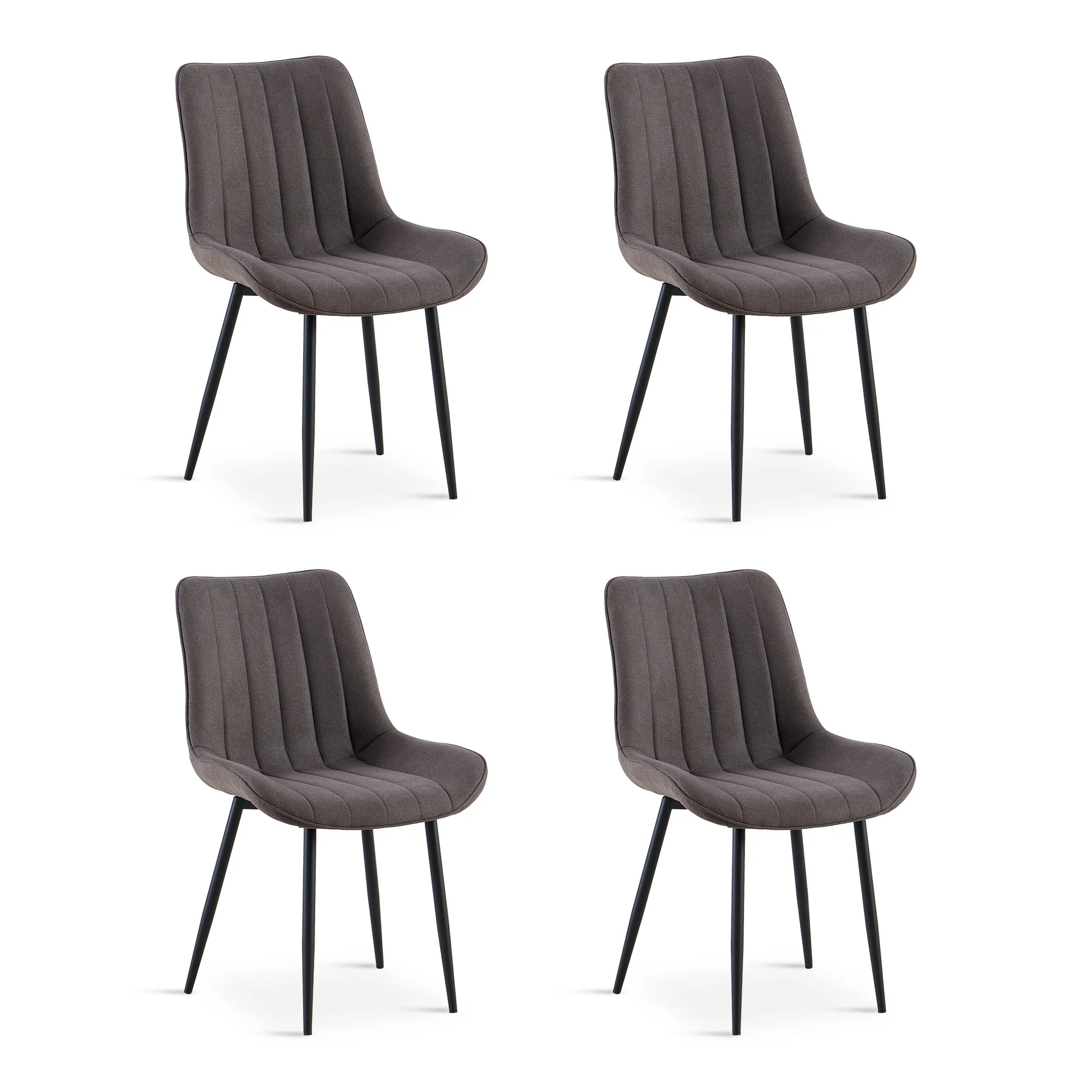 Kivo Linen Dining Chair - Set of 4 - Dark Grey - Image 4