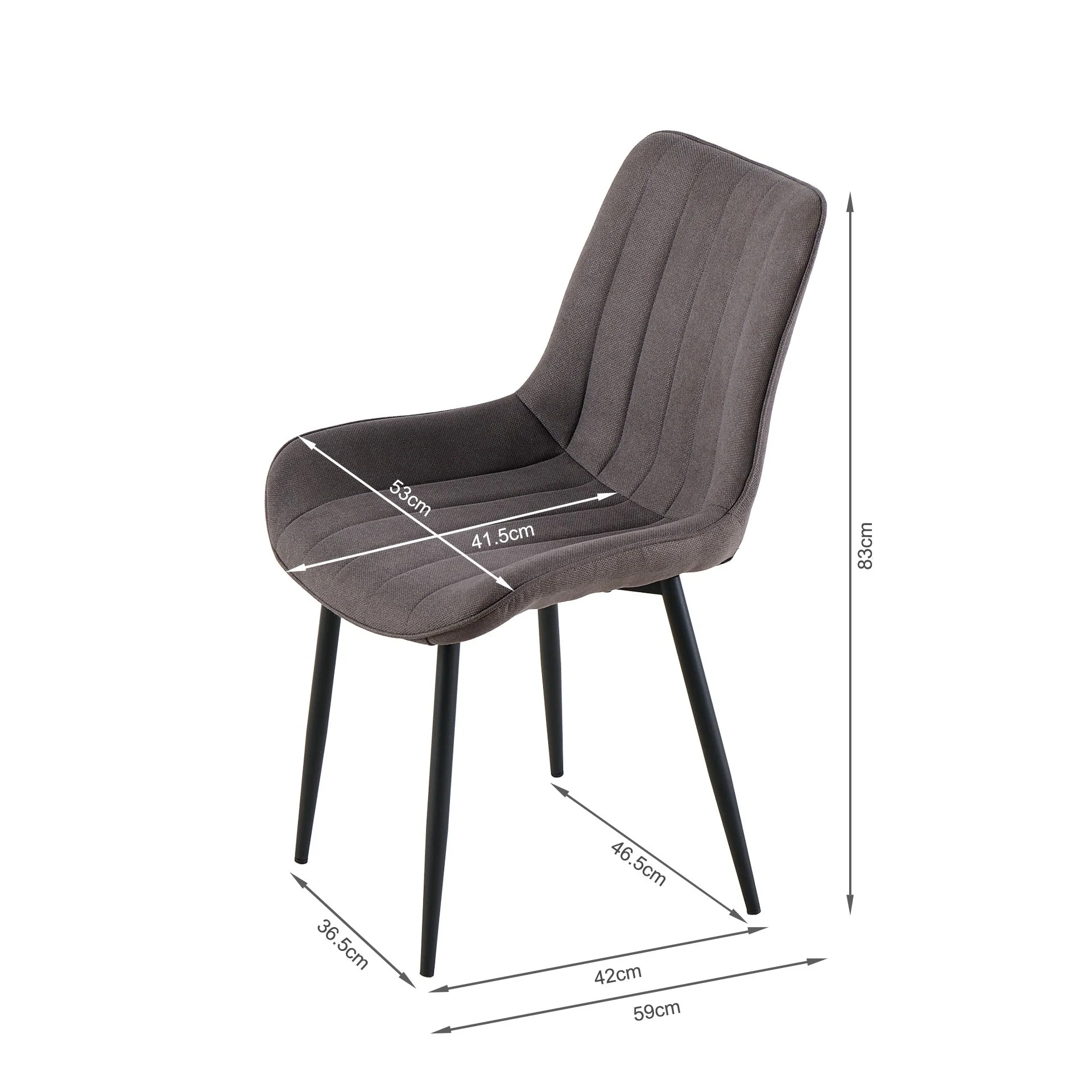 Kivo Linen Dining Chair - Set of 4 - Dark Grey - Image 9