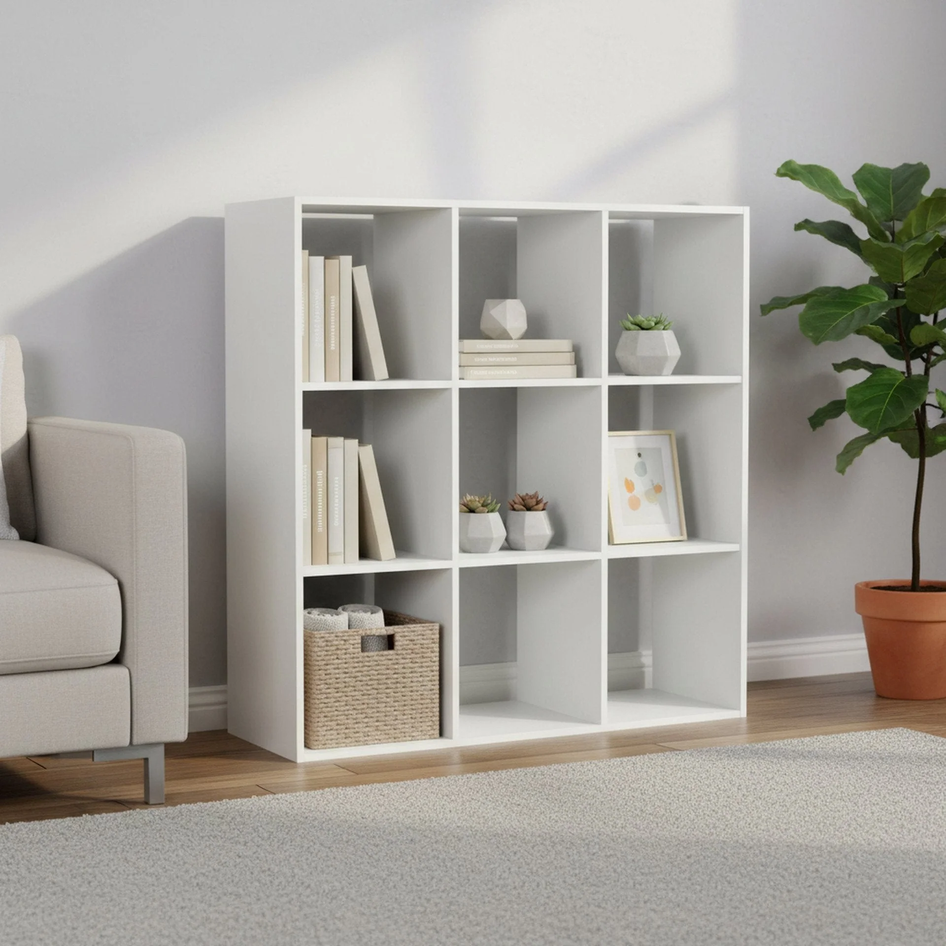 Kivu 9 Cube Square Bookshelf - White