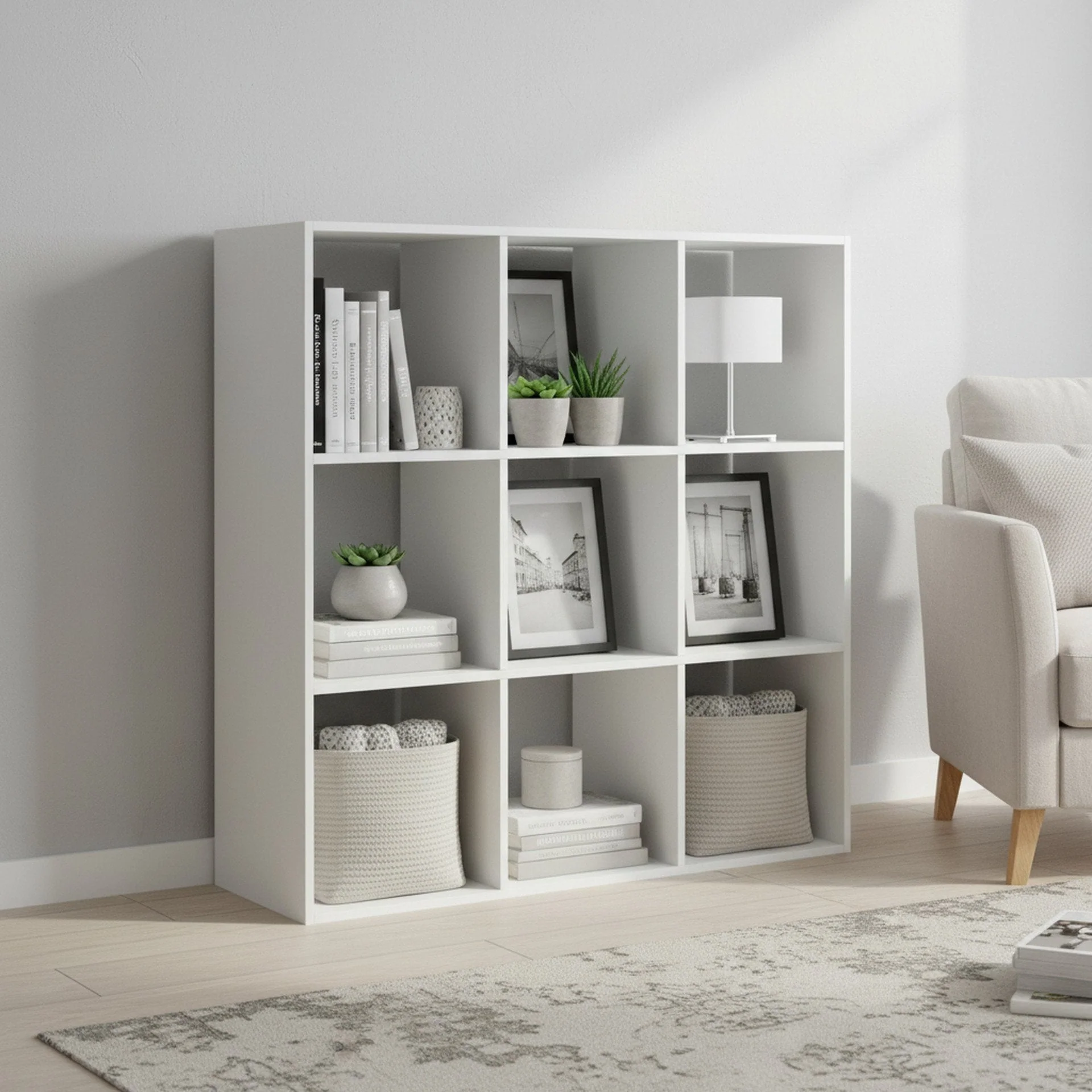 Kivu 9 Cube Square Bookshelf - White - Image 2