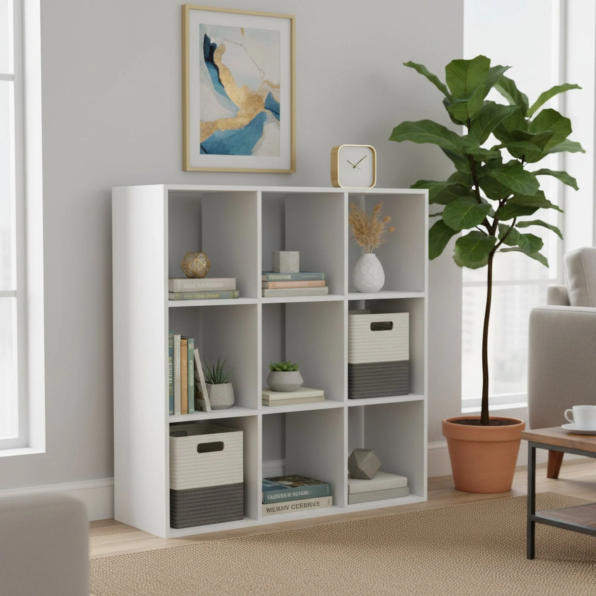 Kivu 9 Cube Square Bookshelf - White - Image 3