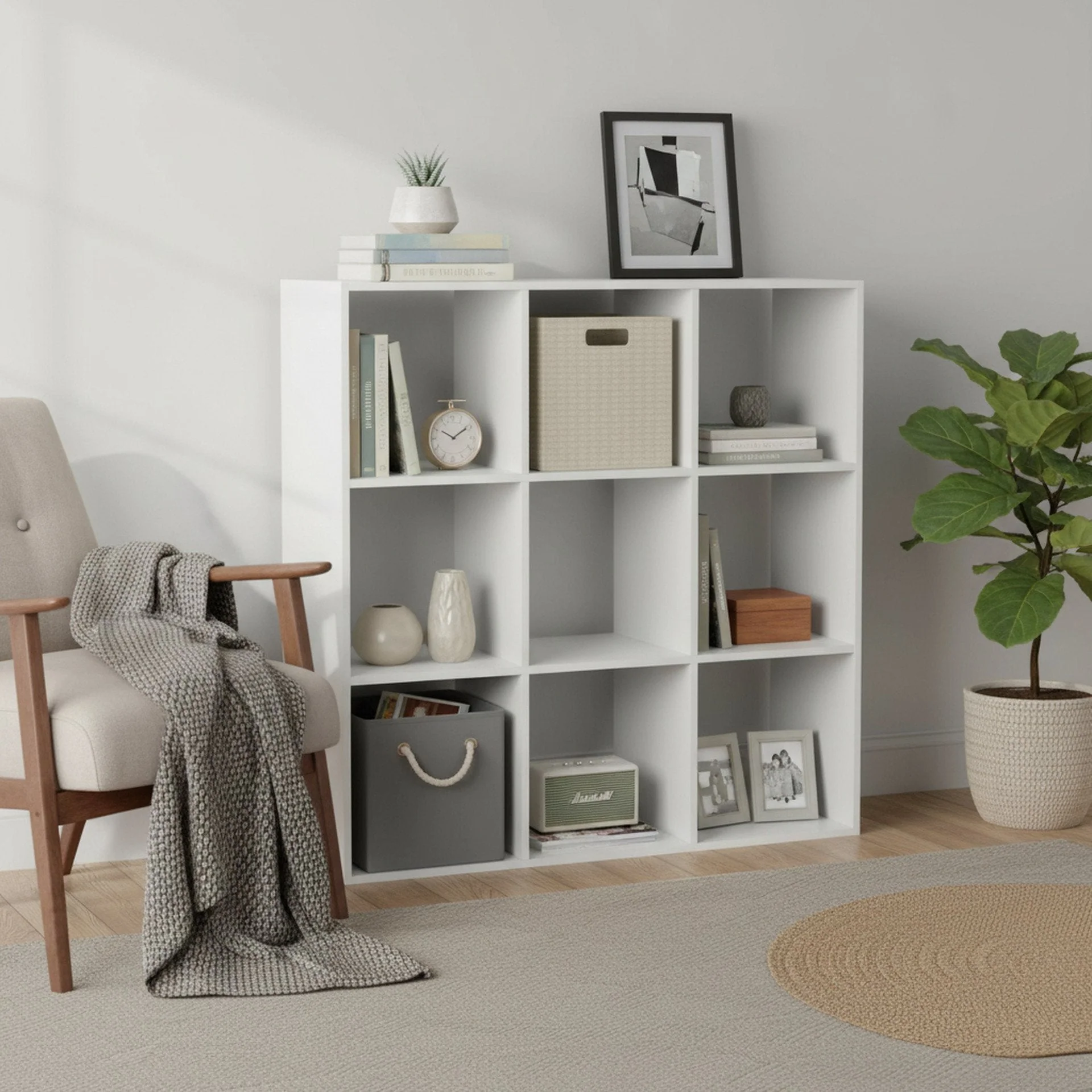 Kivu 9 Cube Square Bookshelf - White - Image 4