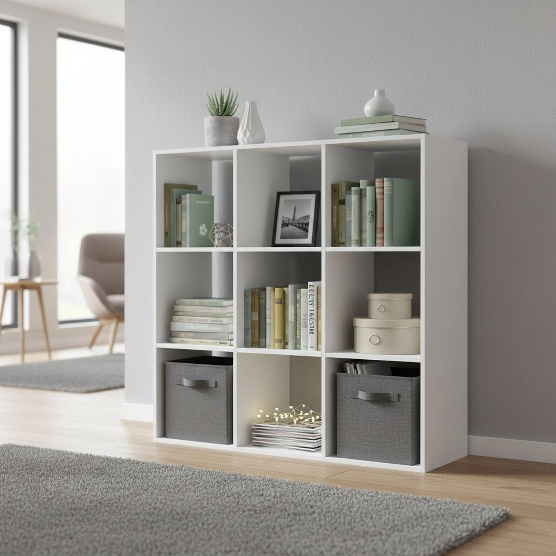 Kivu 9 Cube Square Bookshelf - White - Image 5
