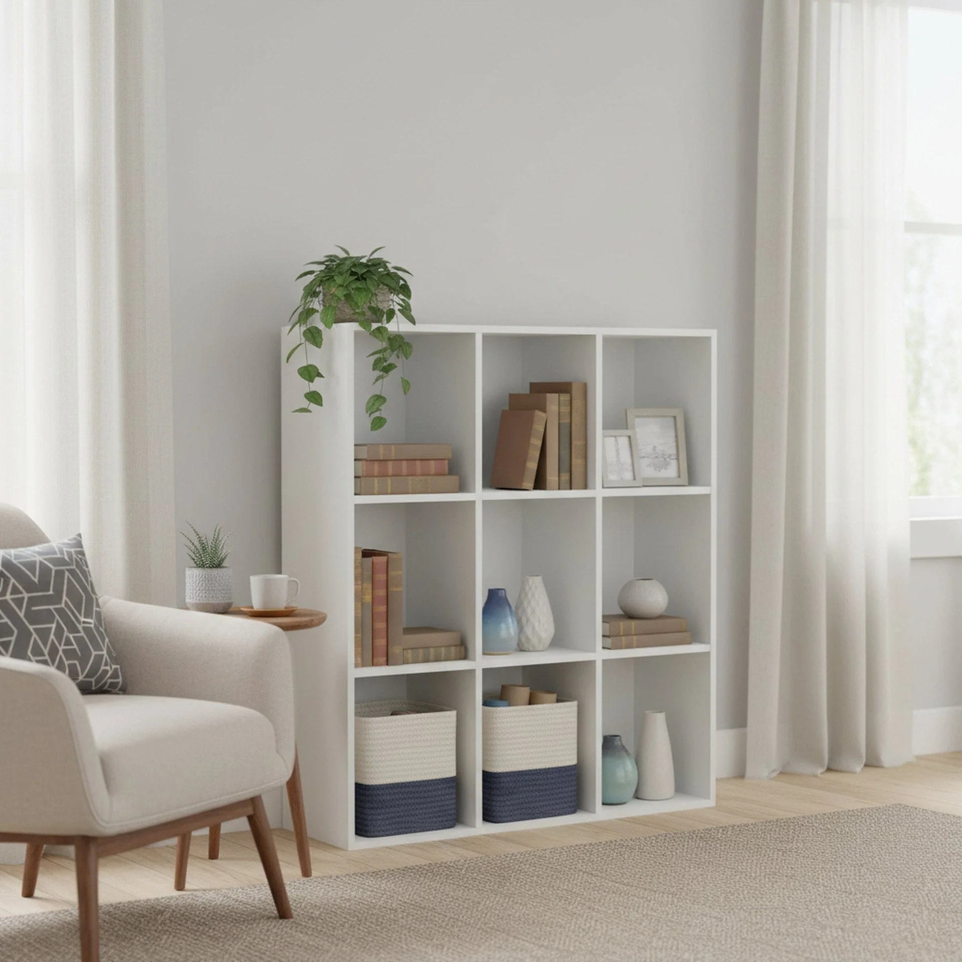 Kivu 9 Cube Square Bookshelf - White - Image 6
