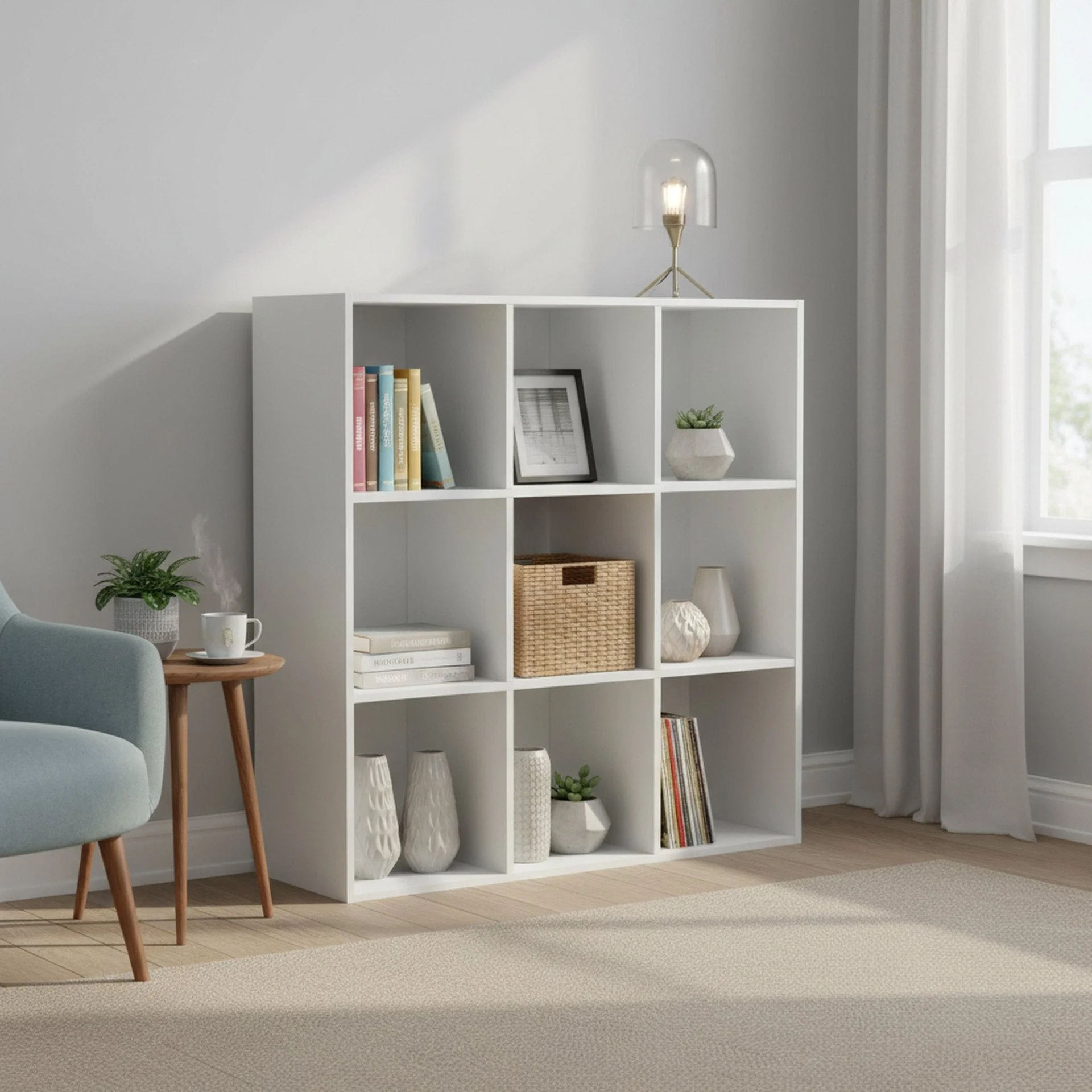 Kivu 9 Cube Square Bookshelf - White - Image 7