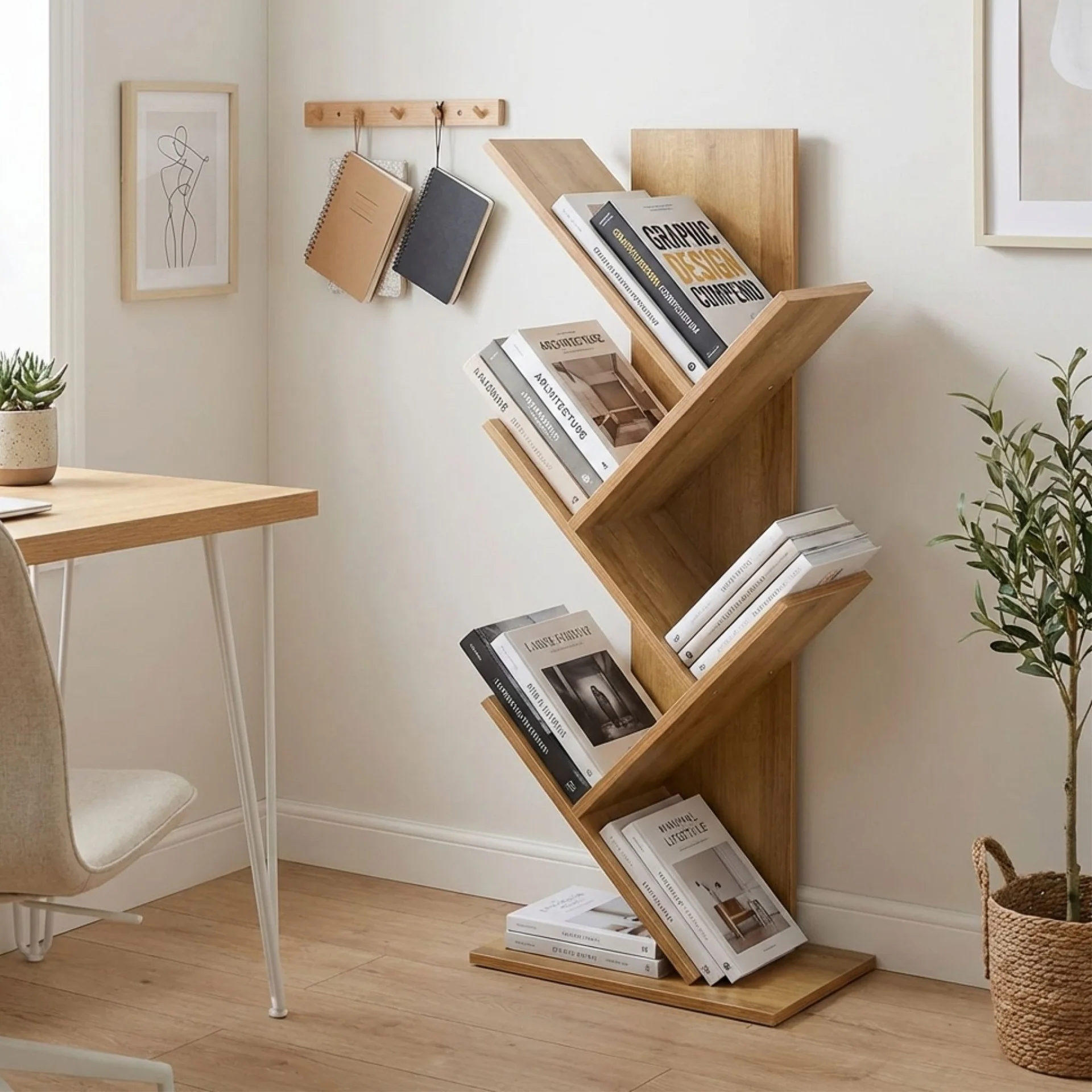 Koru 4 Tier Tree Bookshelf - Oak
