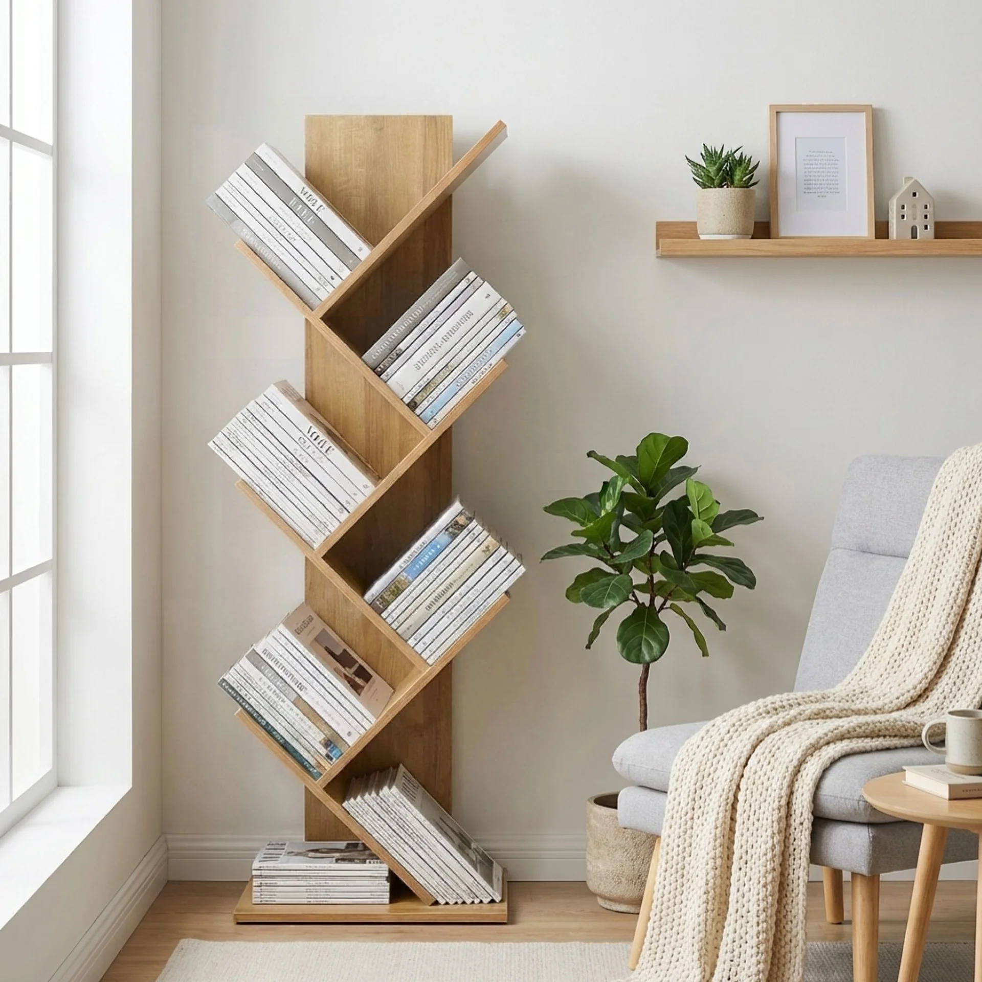 Koru 4 Tier Tree Bookshelf - Oak - Image 2