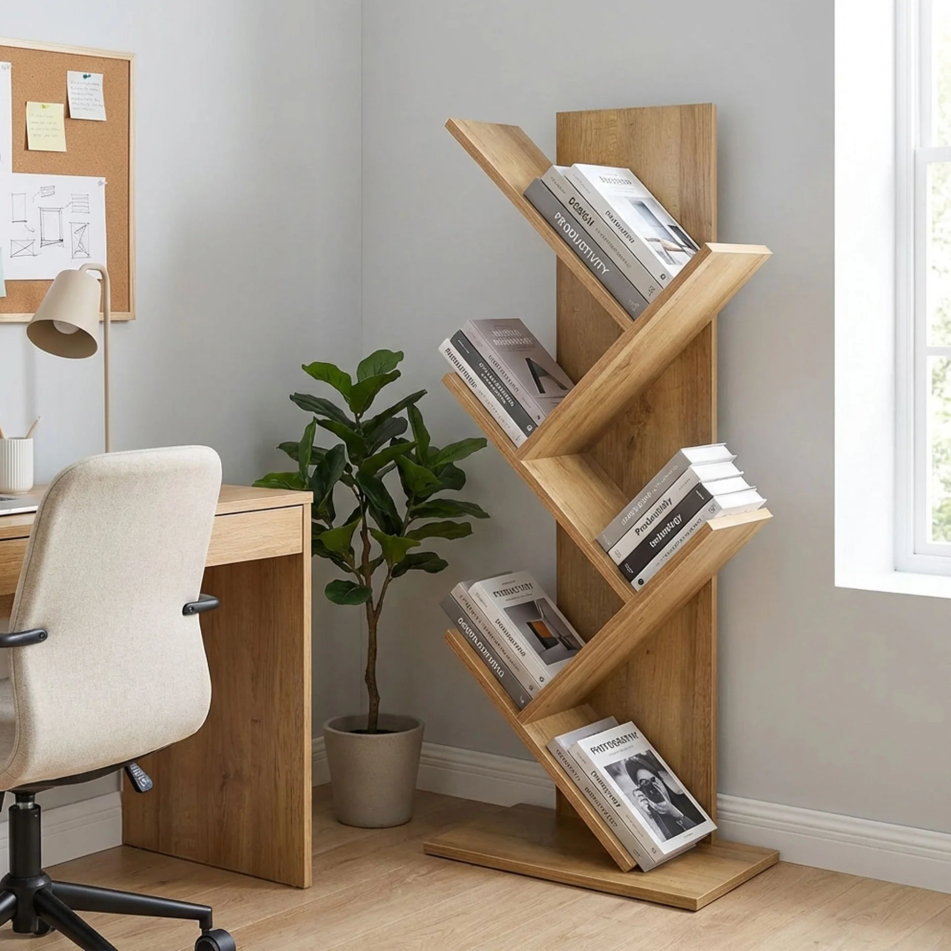 Koru 4 Tier Tree Bookshelf - Oak - Image 4