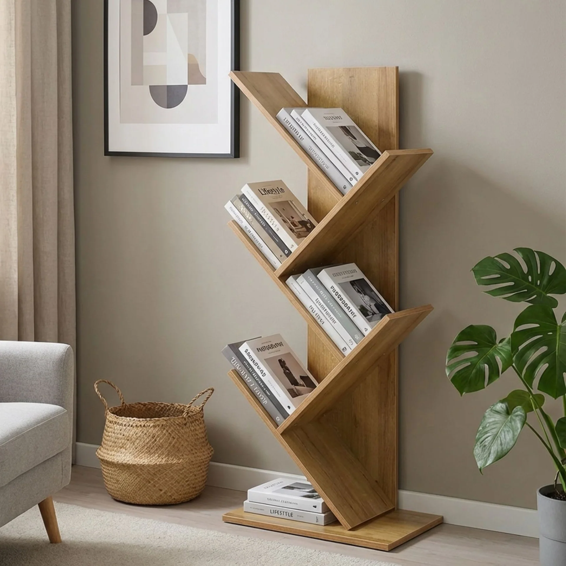Koru 4 Tier Tree Bookshelf - Oak - Image 5