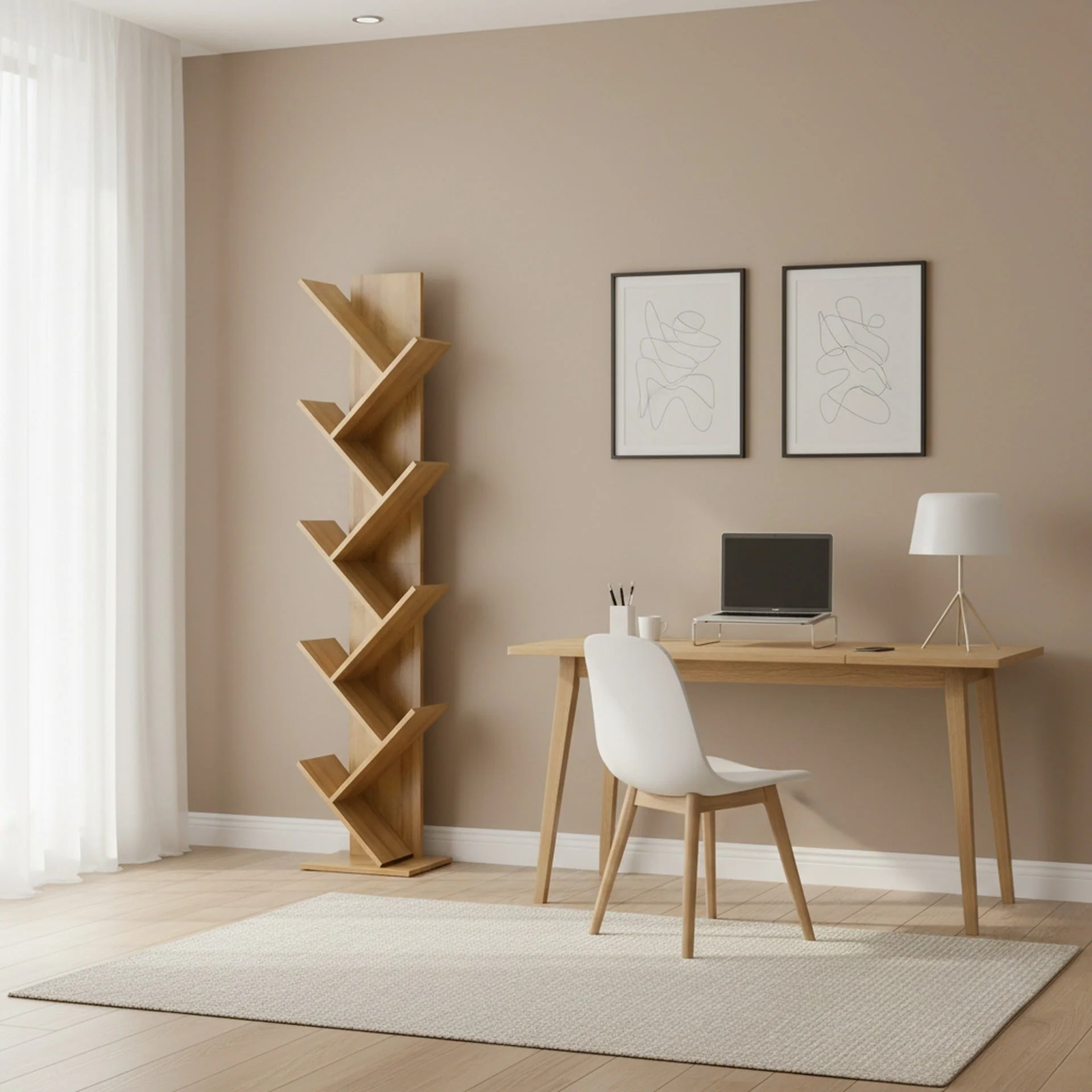 Koru 8 Tier Tree Bookshelf - Oak - Image 3