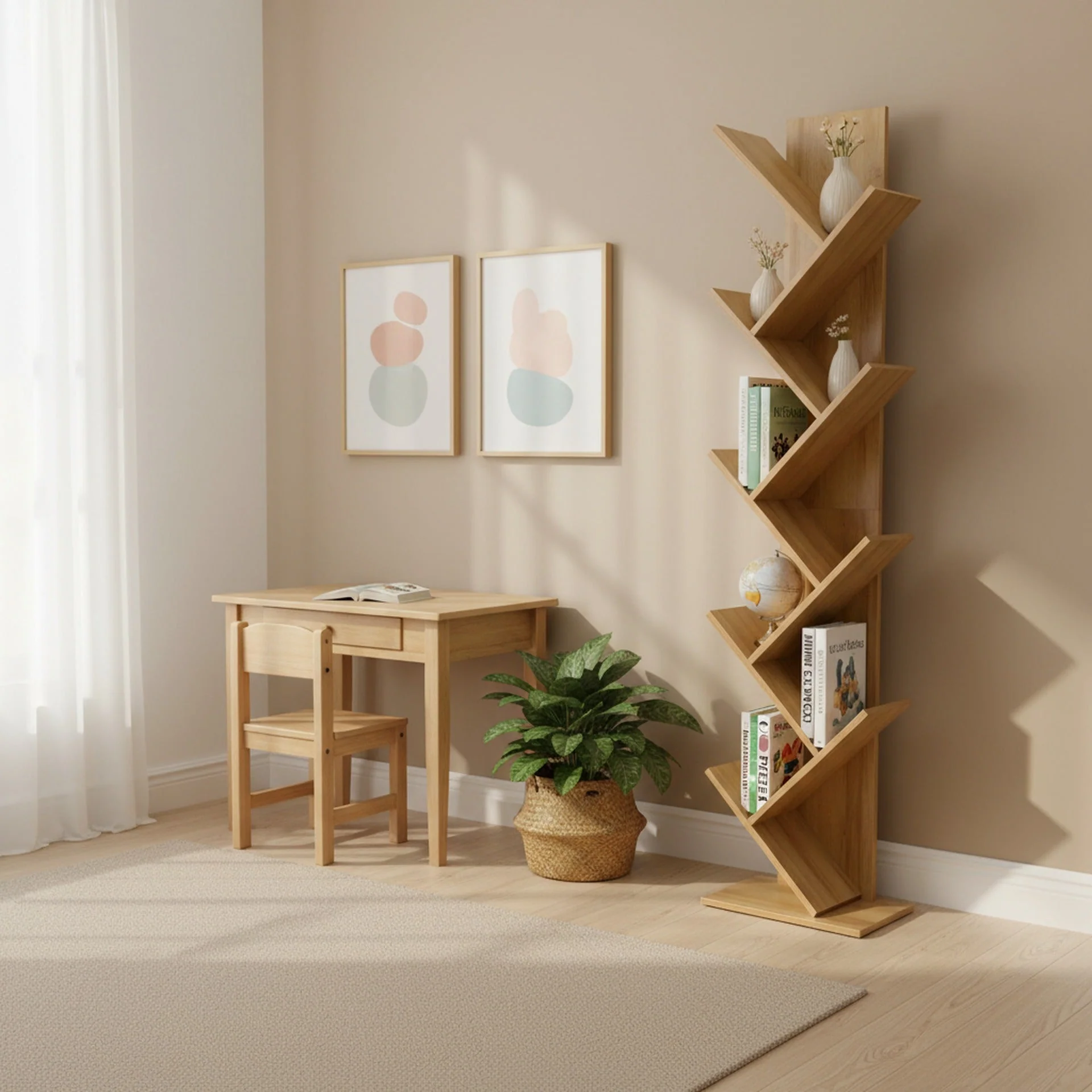 Koru 8 Tier Tree Bookshelf - Oak - Image 5