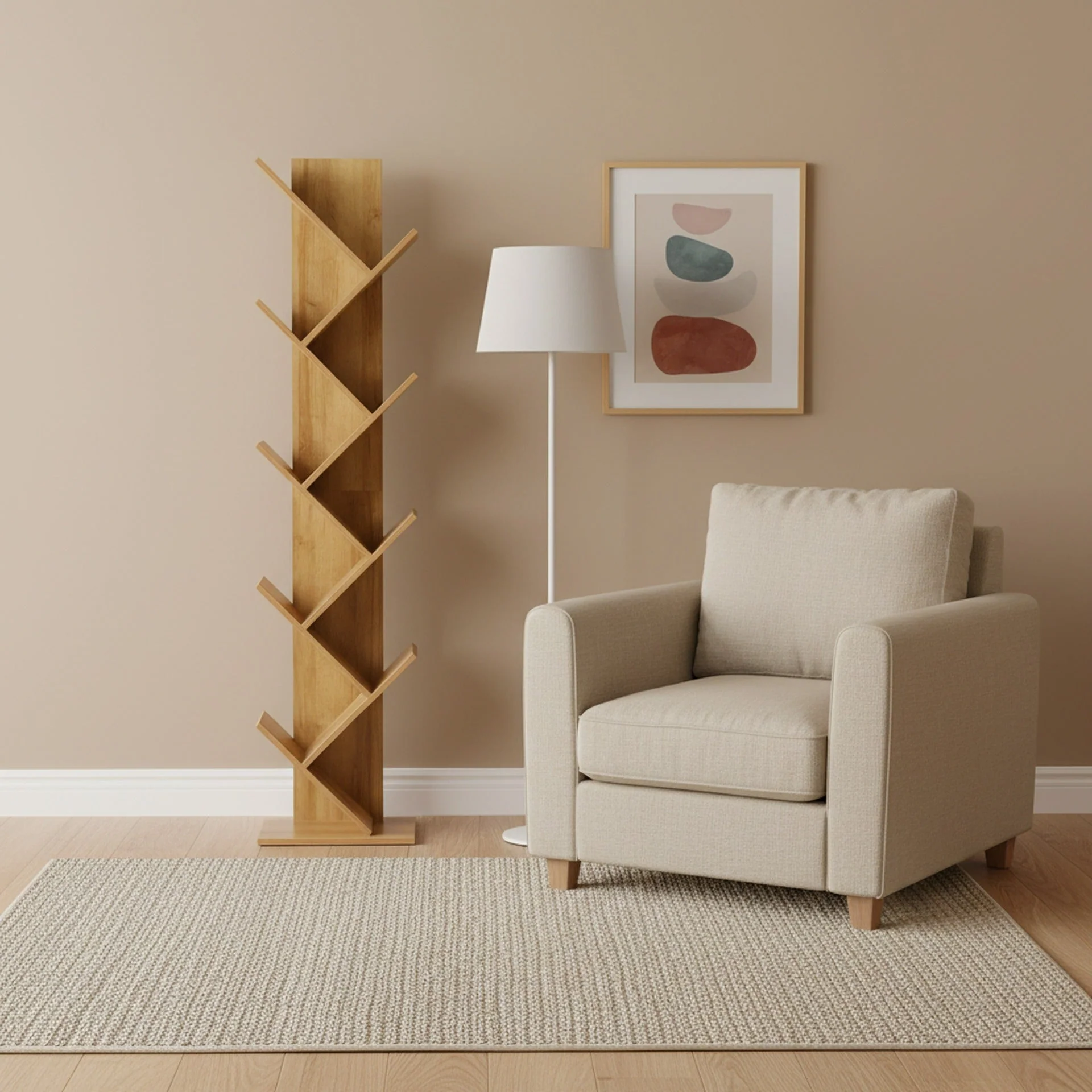 Koru 8 Tier Tree Bookshelf - Oak - Image 7