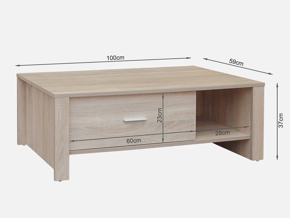 LANE Single Drawer Coffee Table - White Oak - Image 6