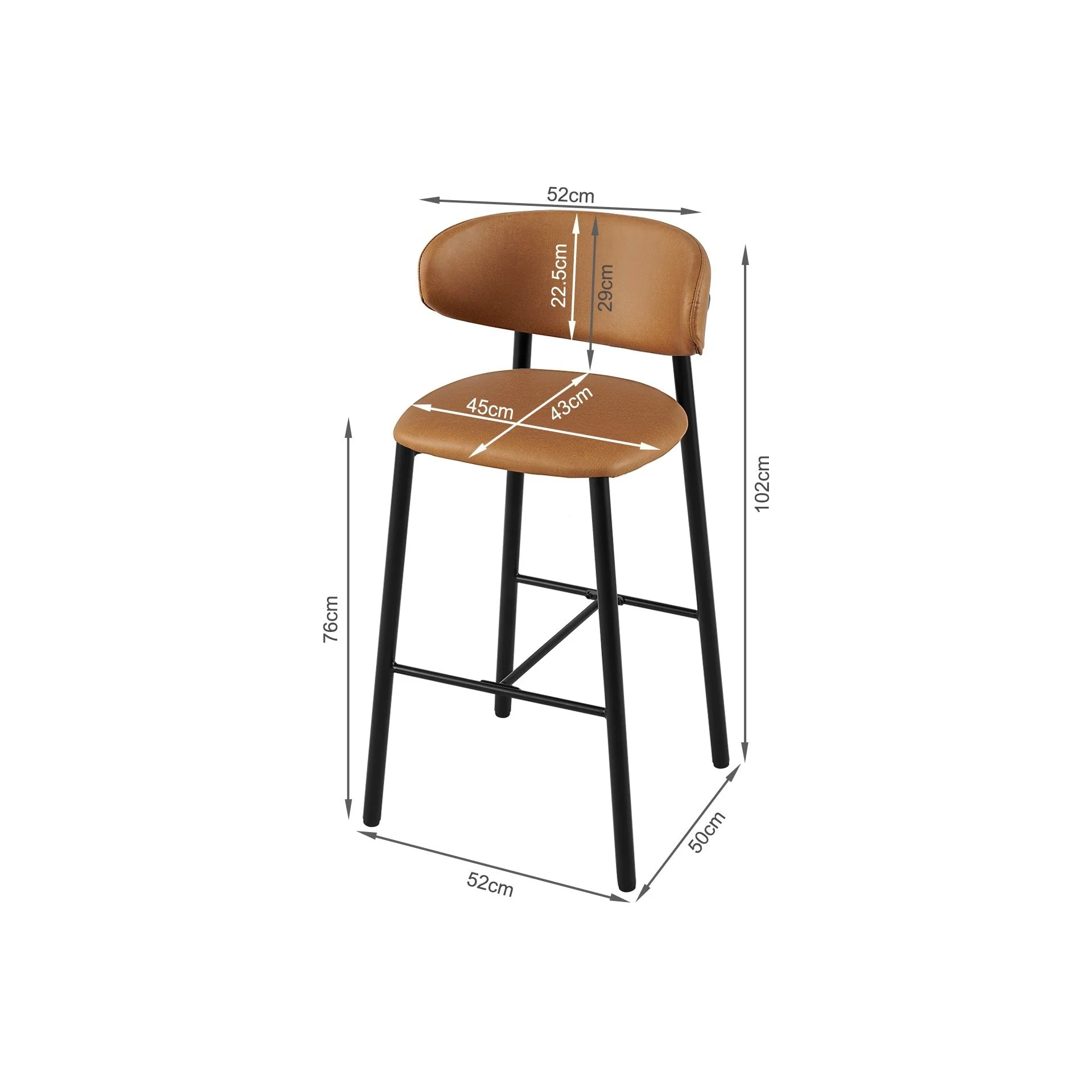 Lark Fabric Bar Stool - Set of 2 - Camel - Image 11