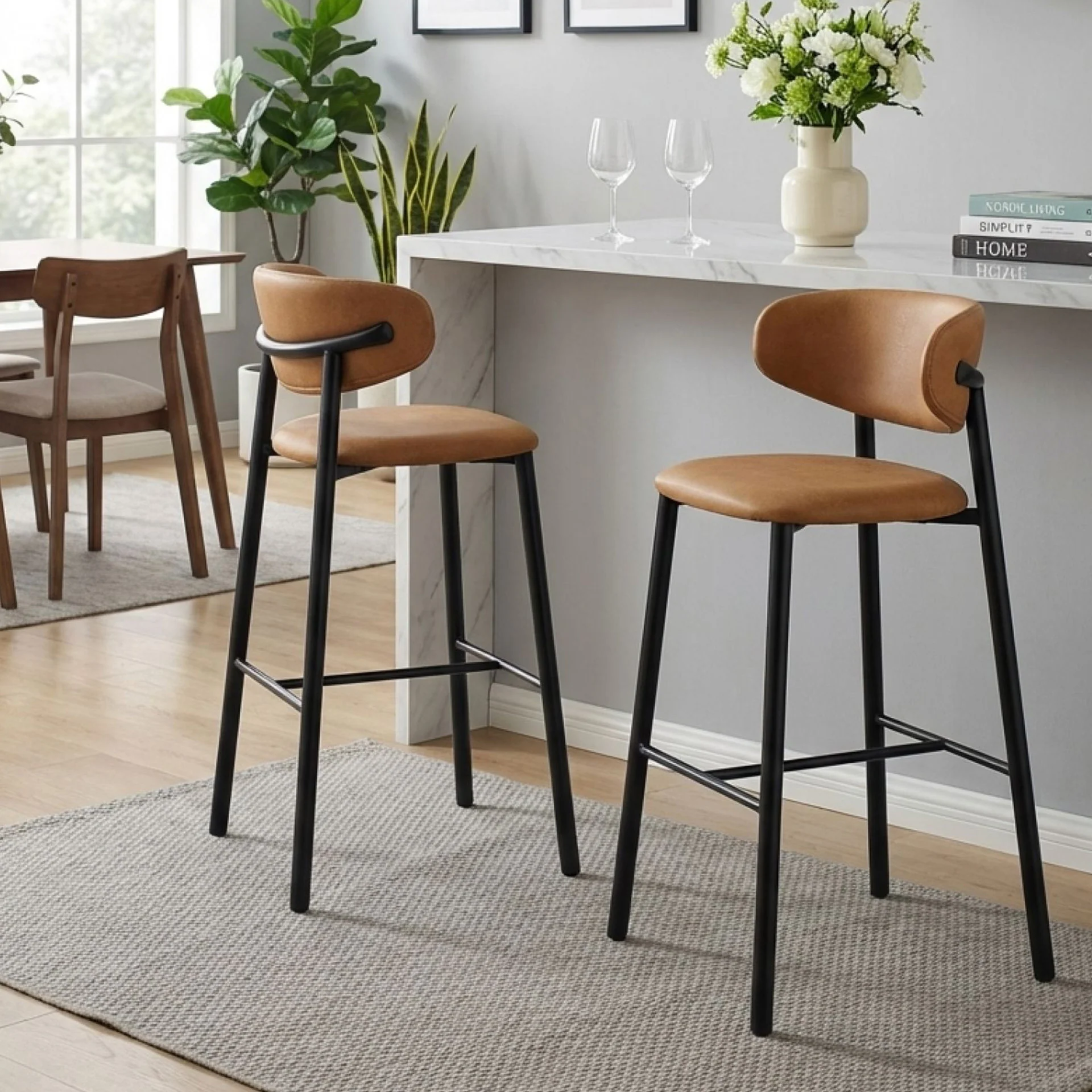 Lark Fabric Bar Stool - Set of 2 - Camel - Image 4