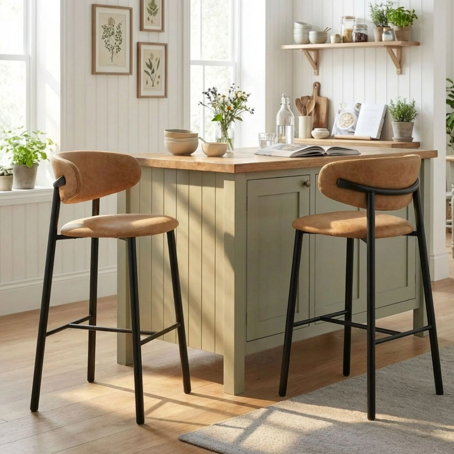 Lark Fabric Bar Stool - Set of 2 - Camel - Image 5