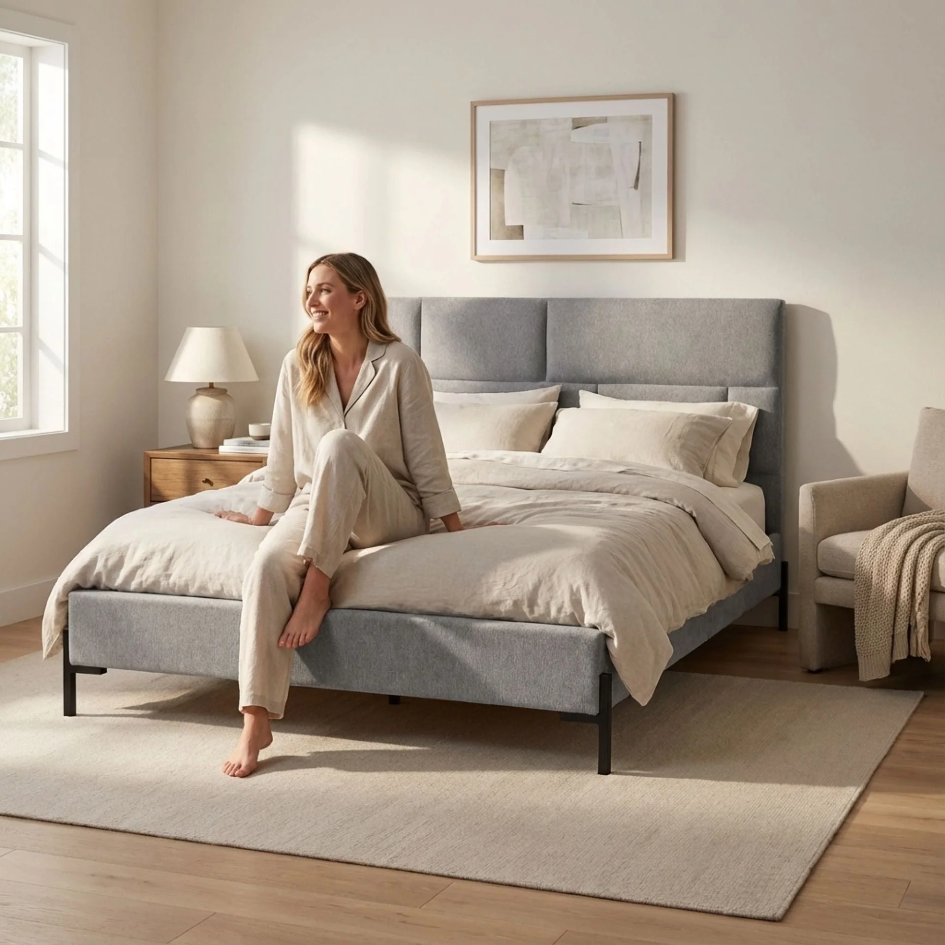 Lawson Queen Bed Frame - Grey - Image 4