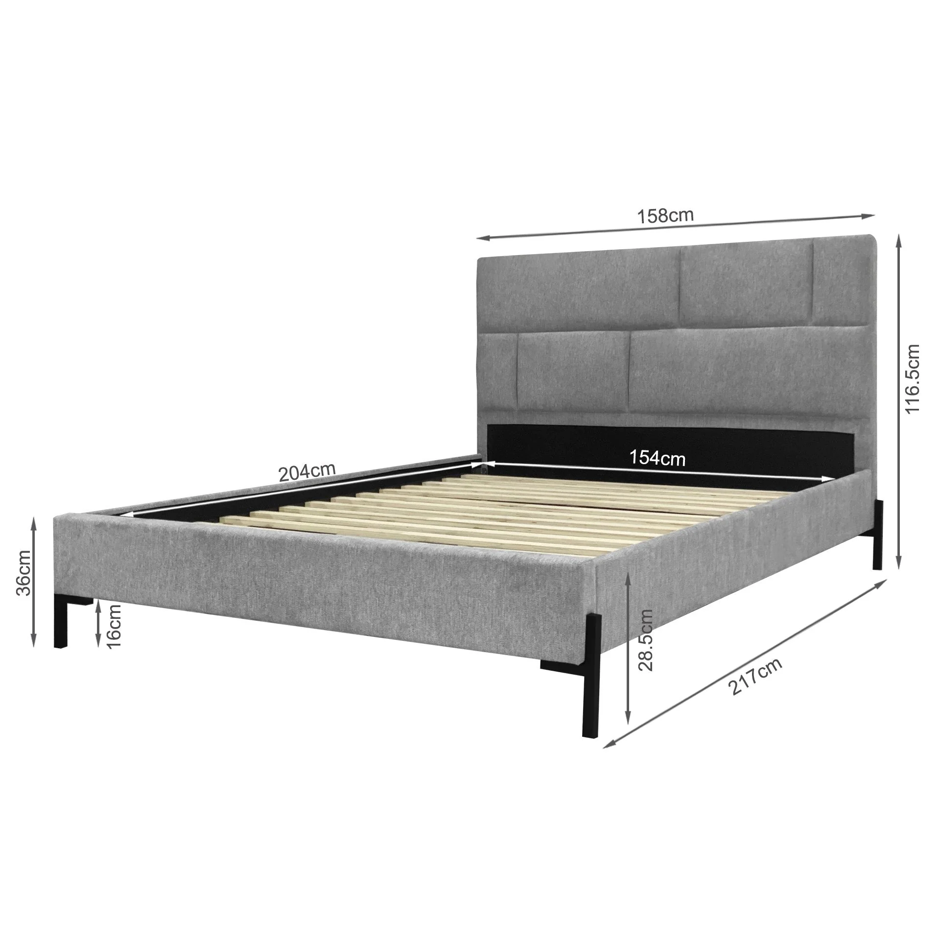 Lawson Queen Bed Frame - Grey - Image 9