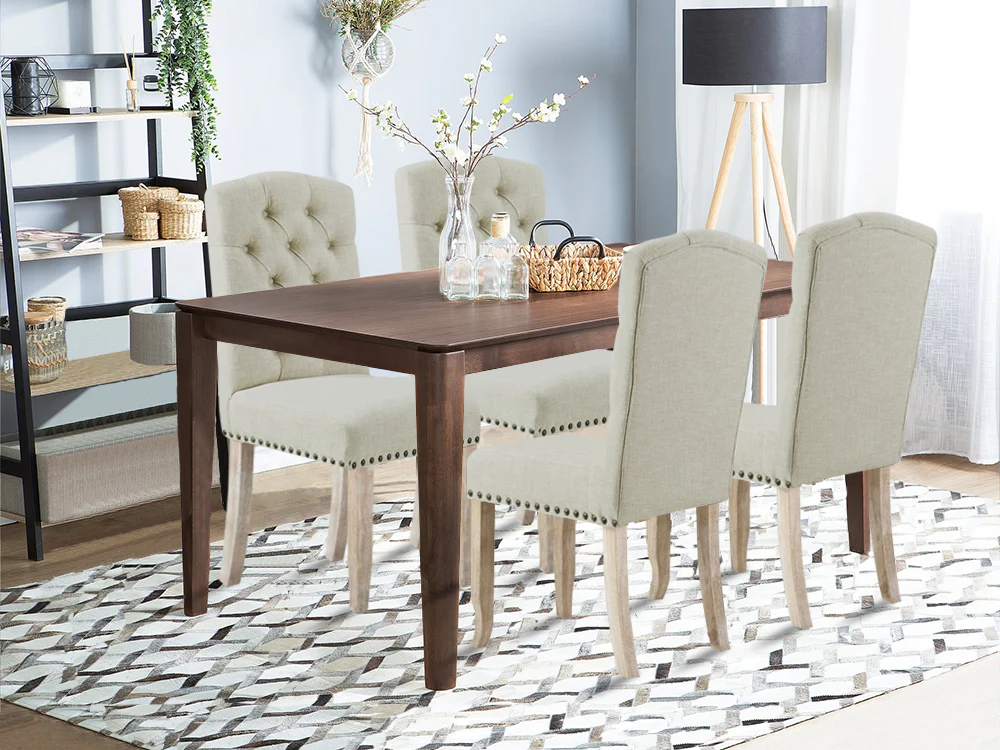 LAYLA 2PCS Upholstered Dining Chair - BEIGE - Image 2