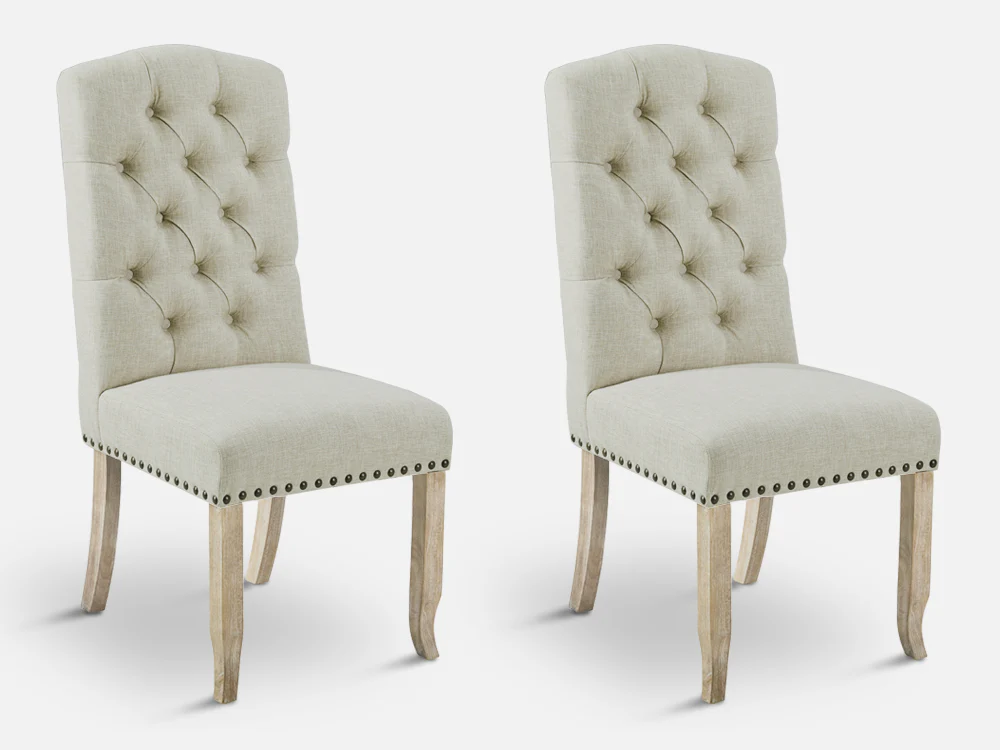 LAYLA 2PCS Upholstered Dining Chair - BEIGE - Image 3